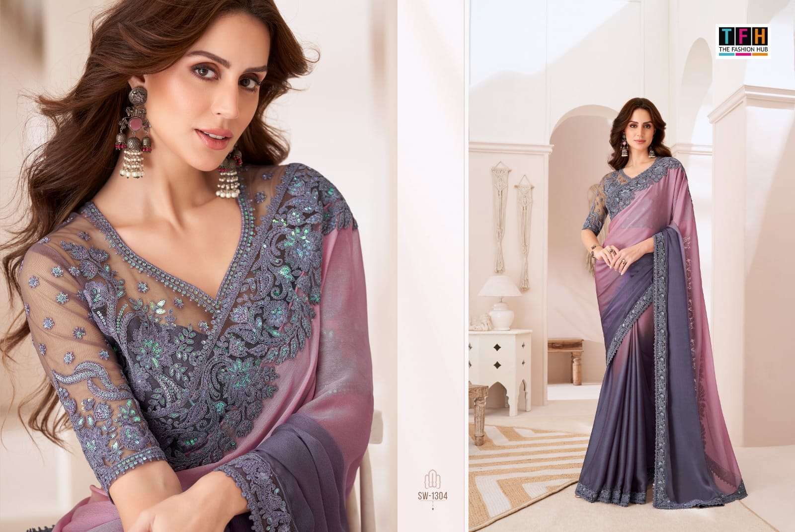 TFH PRESENTS SANDALWOOD VOL-13 FANCY DESIGNER WORK SILK SAREE CATALOG WHOLESALER AND EXPORTER IN SURAT 