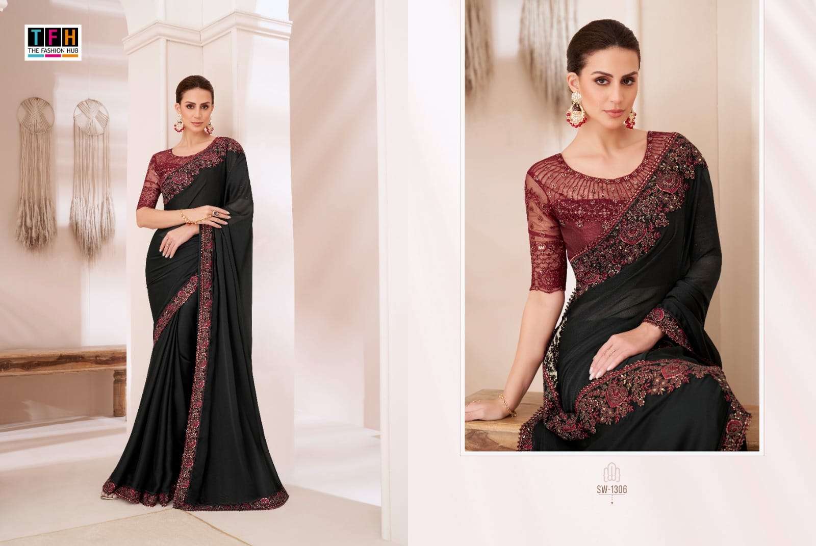 TFH PRESENTS SANDALWOOD VOL-13 FANCY DESIGNER WORK SILK SAREE CATALOG WHOLESALER AND EXPORTER IN SURAT 