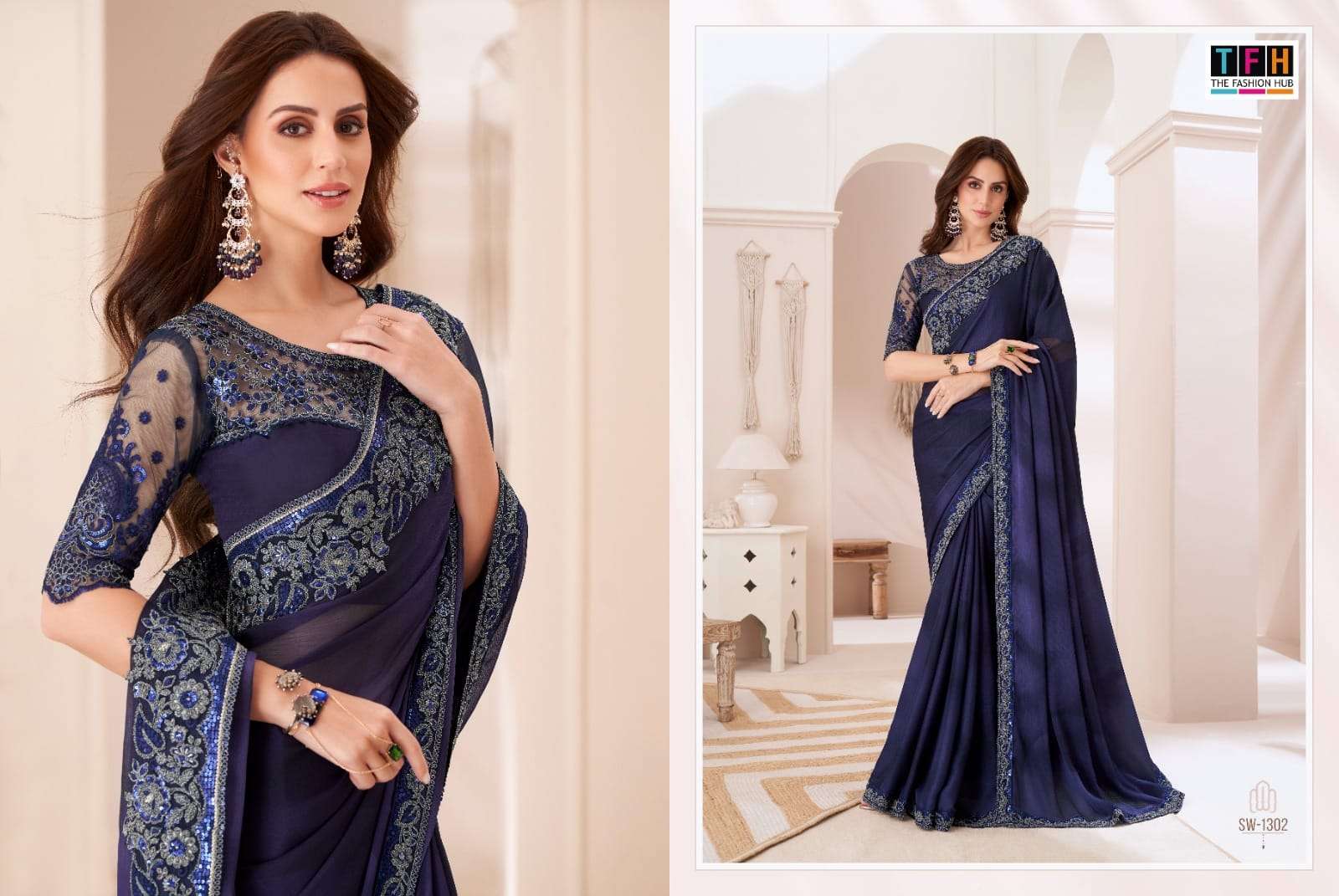 TFH PRESENTS SANDALWOOD VOL-13 FANCY DESIGNER WORK SILK SAREE CATALOG WHOLESALER AND EXPORTER IN SURAT 