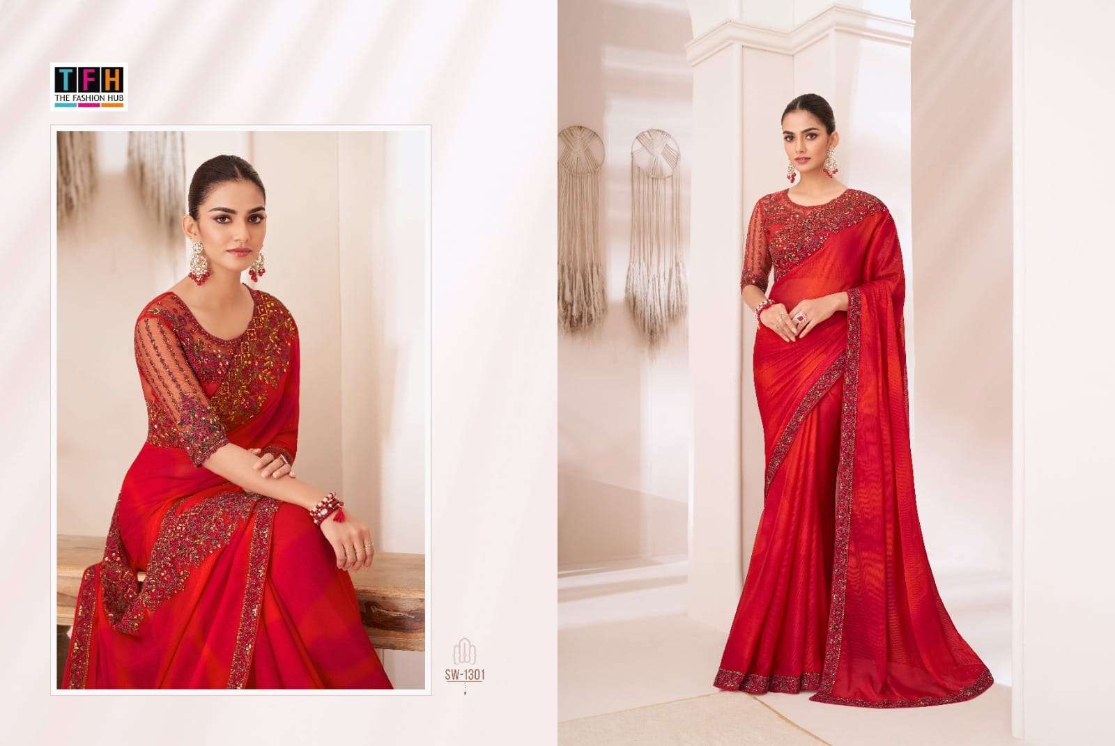 TFH PRESENTS SANDALWOOD VOL-13 FANCY DESIGNER WORK SILK SAREE CATALOG WHOLESALER AND EXPORTER IN SURAT 
