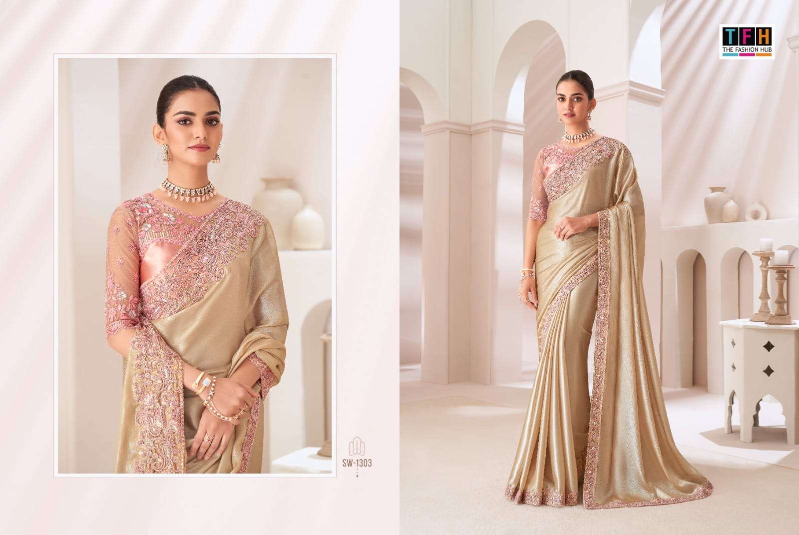TFH PRESENTS SANDALWOOD VOL-13 FANCY DESIGNER WORK SILK SAREE CATALOG WHOLESALER AND EXPORTER IN SURAT 