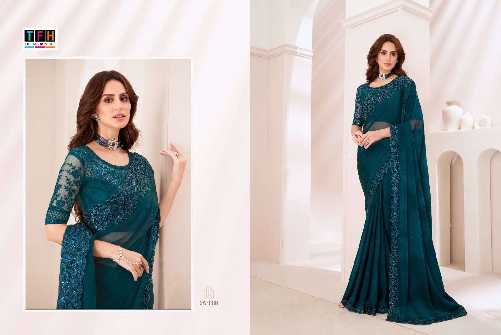 TFH PRESENTS SANDALWOOD VOL-13 FANCY DESIGNER WORK SILK SAREE CATALOG WHOLESALER AND EXPORTER IN SURAT 