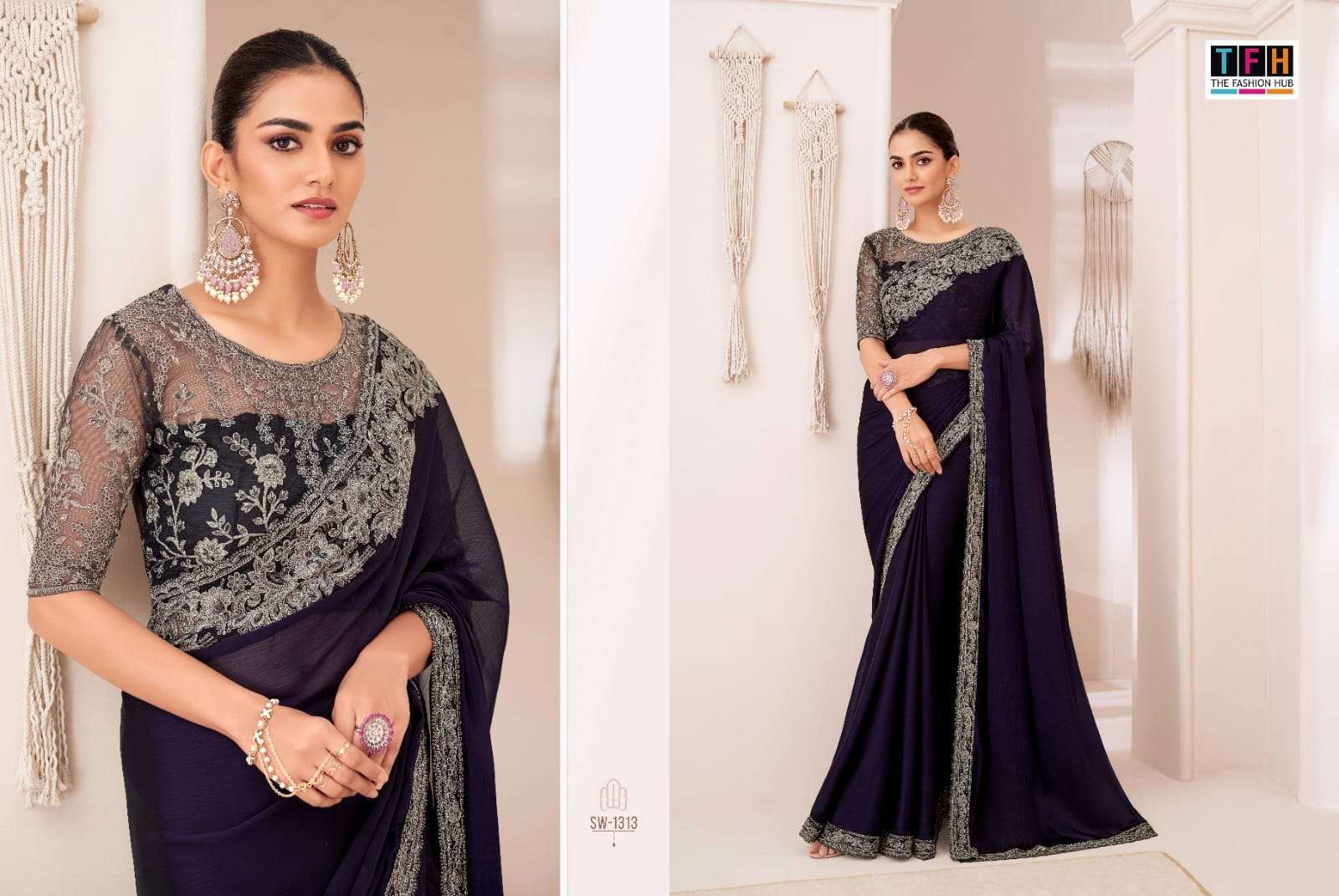 TFH PRESENTS SANDALWOOD VOL-13 FANCY DESIGNER WORK SILK SAREE CATALOG WHOLESALER AND EXPORTER IN SURAT 