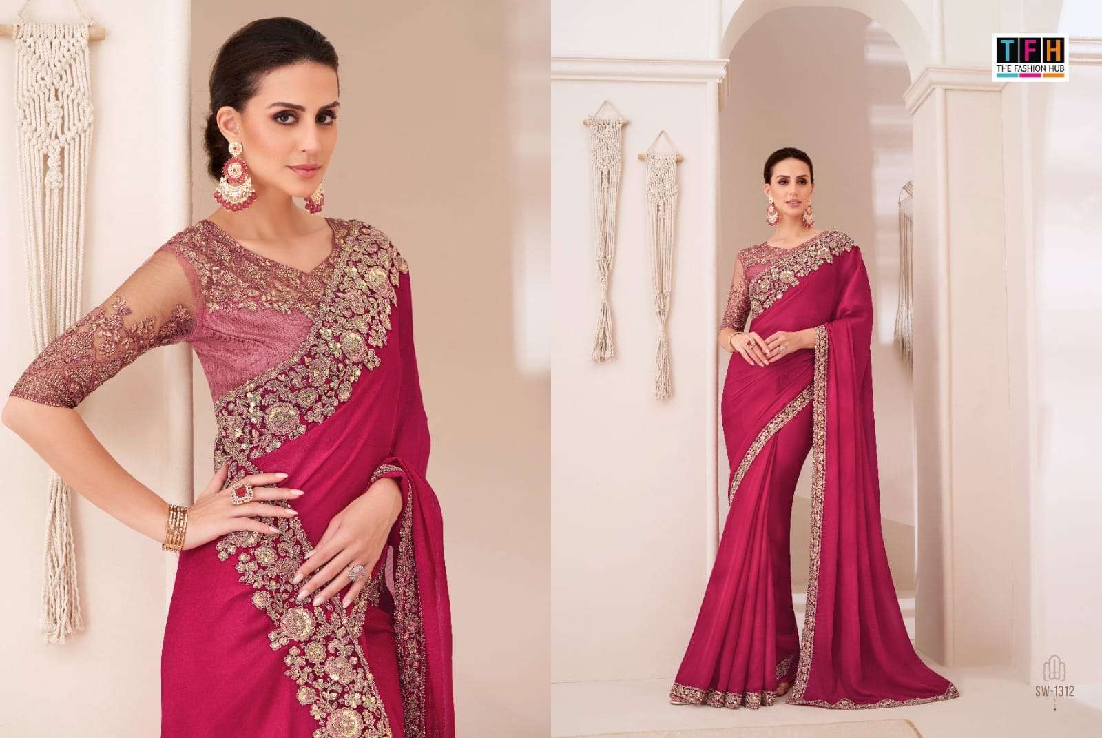 TFH PRESENTS SANDALWOOD VOL-13 FANCY DESIGNER WORK SILK SAREE CATALOG WHOLESALER AND EXPORTER IN SURAT 