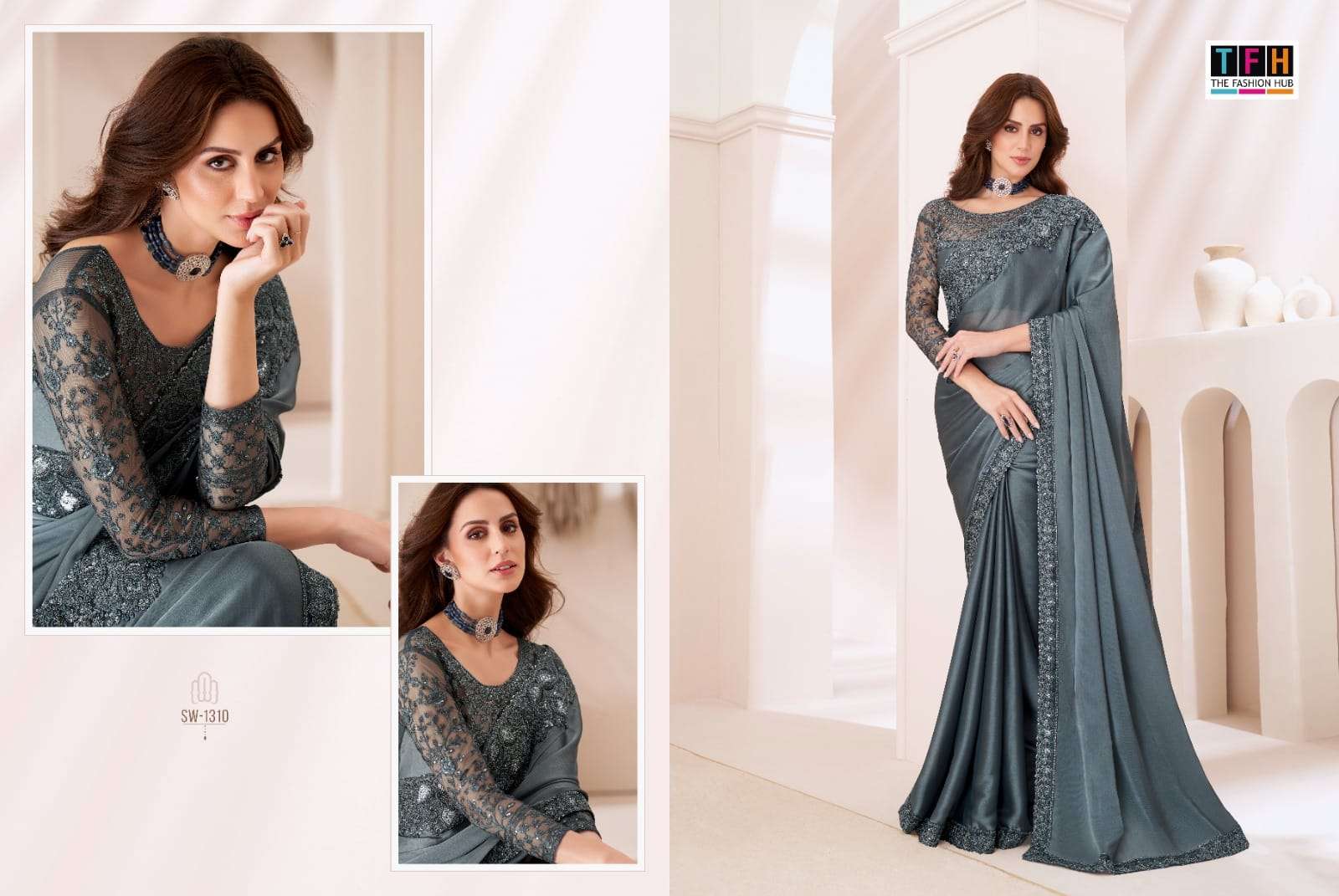 TFH PRESENTS SANDALWOOD VOL-13 FANCY DESIGNER WORK SILK SAREE CATALOG WHOLESALER AND EXPORTER IN SURAT 