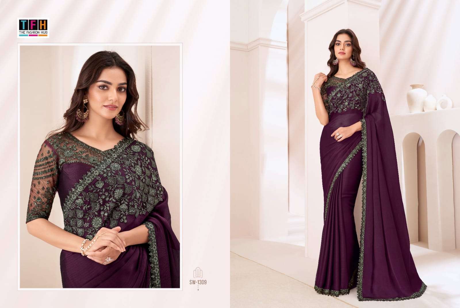 TFH PRESENTS SANDALWOOD VOL-13 FANCY DESIGNER WORK SILK SAREE CATALOG WHOLESALER AND EXPORTER IN SURAT 