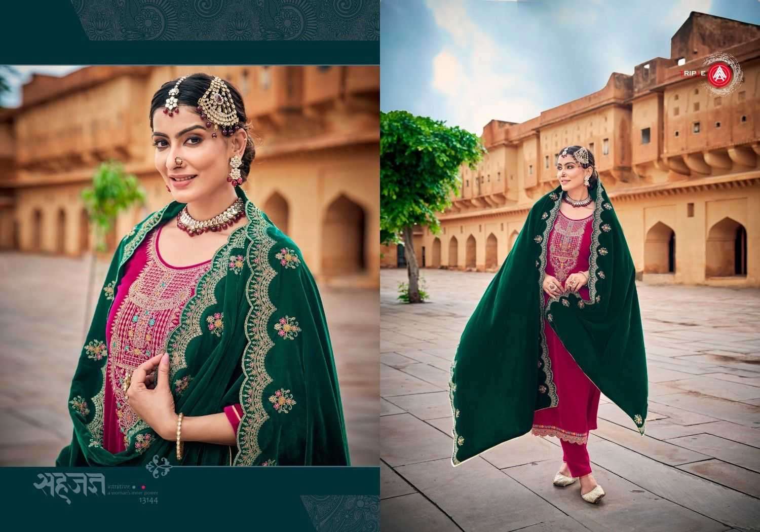 TRIPLE A PRESENTS ALAKHNANDA VELVET AMAZING WORK WINTER FULLY STITCH DESIGNER 3PCS  SALWAR SUITS CATALOG WHOLESALER AND EXPORTER