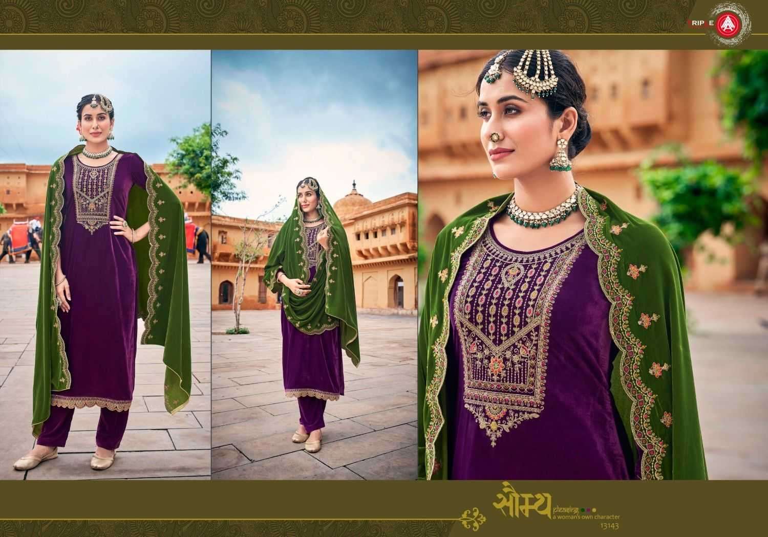 TRIPLE A PRESENTS ALAKHNANDA VELVET AMAZING WORK WINTER FULLY STITCH DESIGNER 3PCS  SALWAR SUITS CATALOG WHOLESALER AND EXPORTER