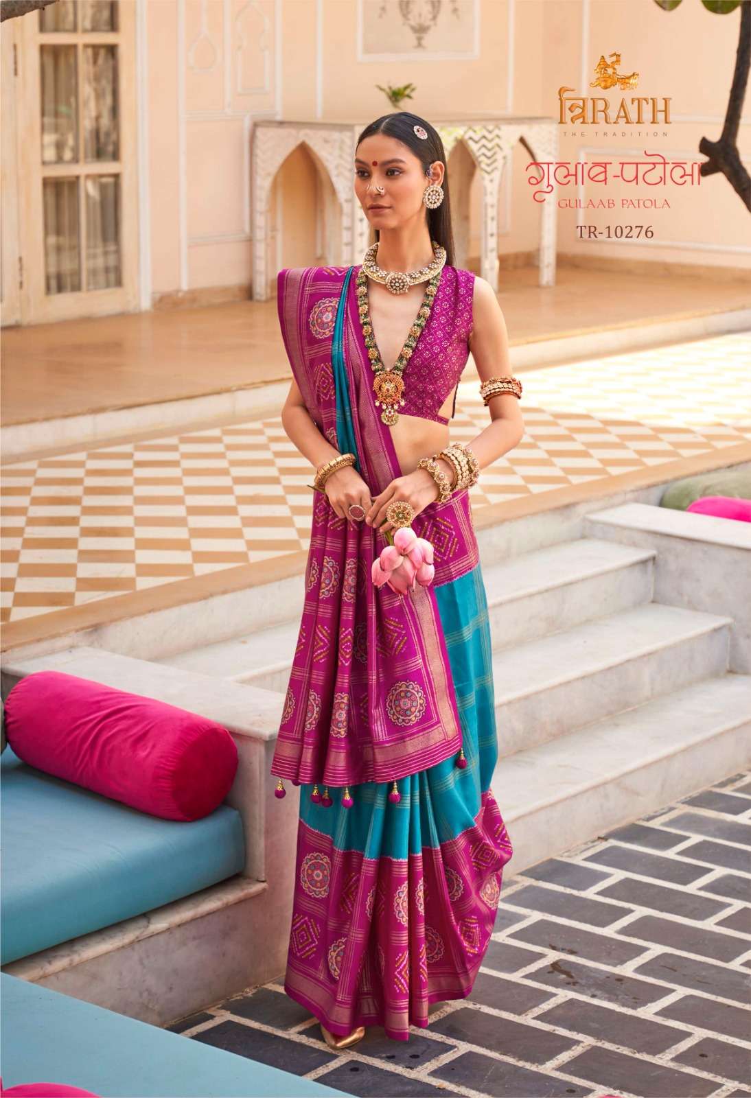 TRIRATH PRESENT GULAB PATOLA DESIGNER WEDDING WEAR SAREES CATALOG WHOLESALER AND EXPORTER IN SURAT  
