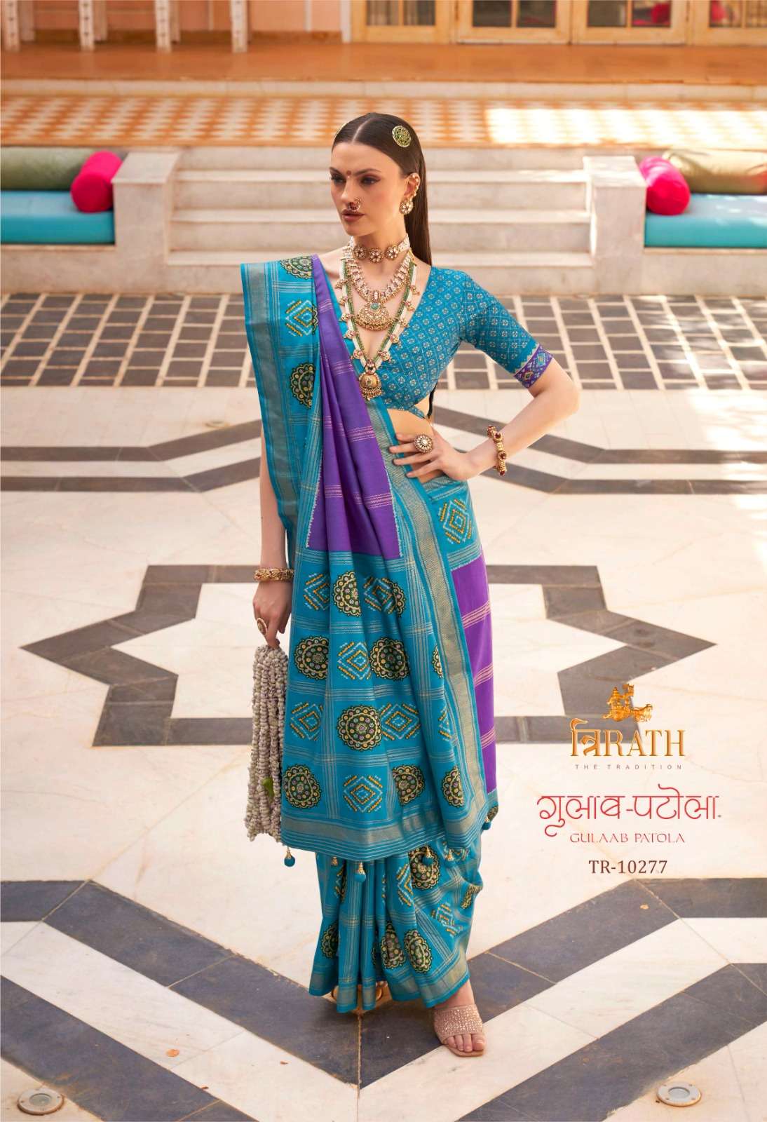 TRIRATH PRESENT GULAB PATOLA DESIGNER WEDDING WEAR SAREES CATALOG WHOLESALER AND EXPORTER IN SURAT  