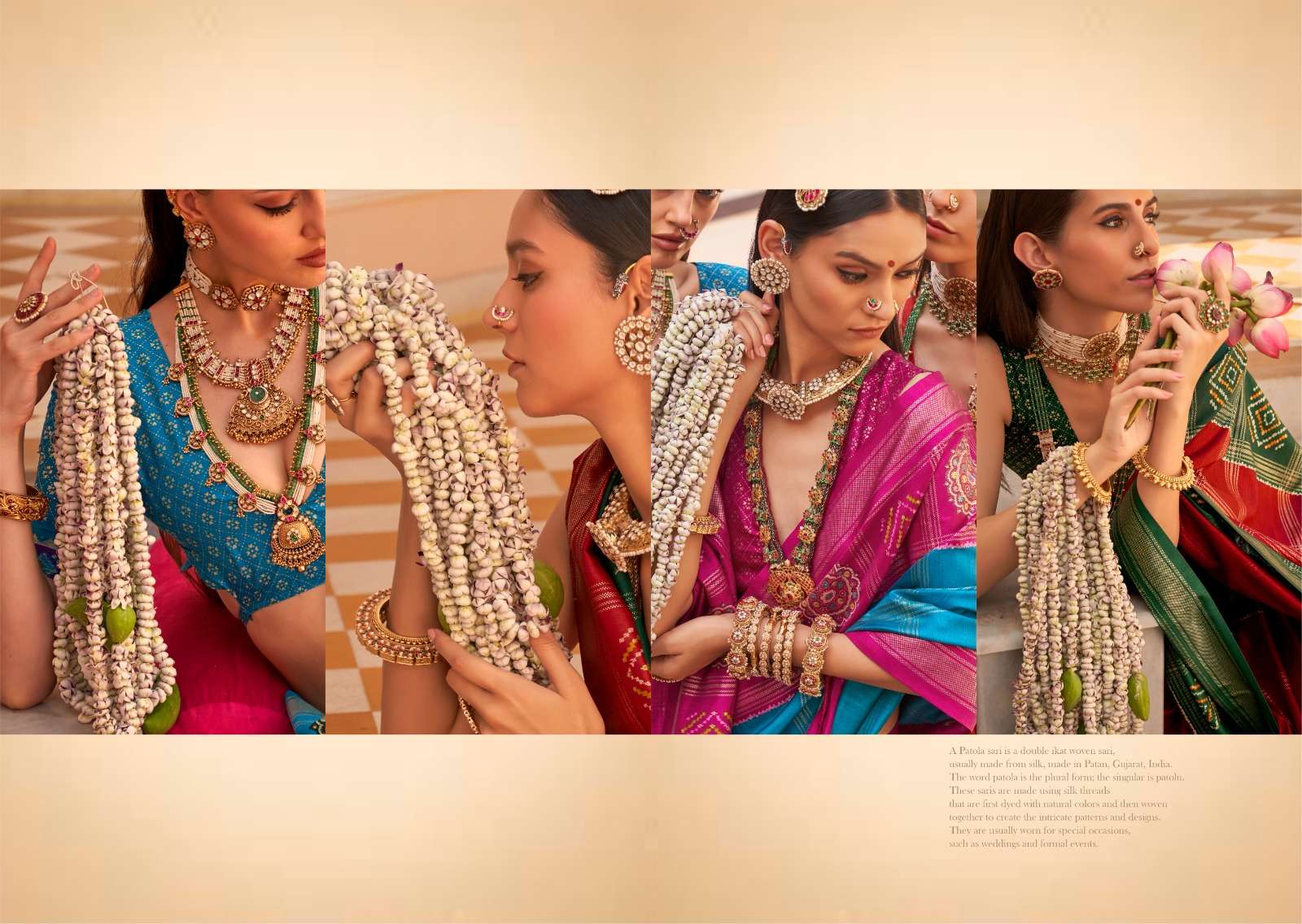 TRIRATH PRESENT GULAB PATOLA DESIGNER WEDDING WEAR SAREES CATALOG WHOLESALER AND EXPORTER IN SURAT  