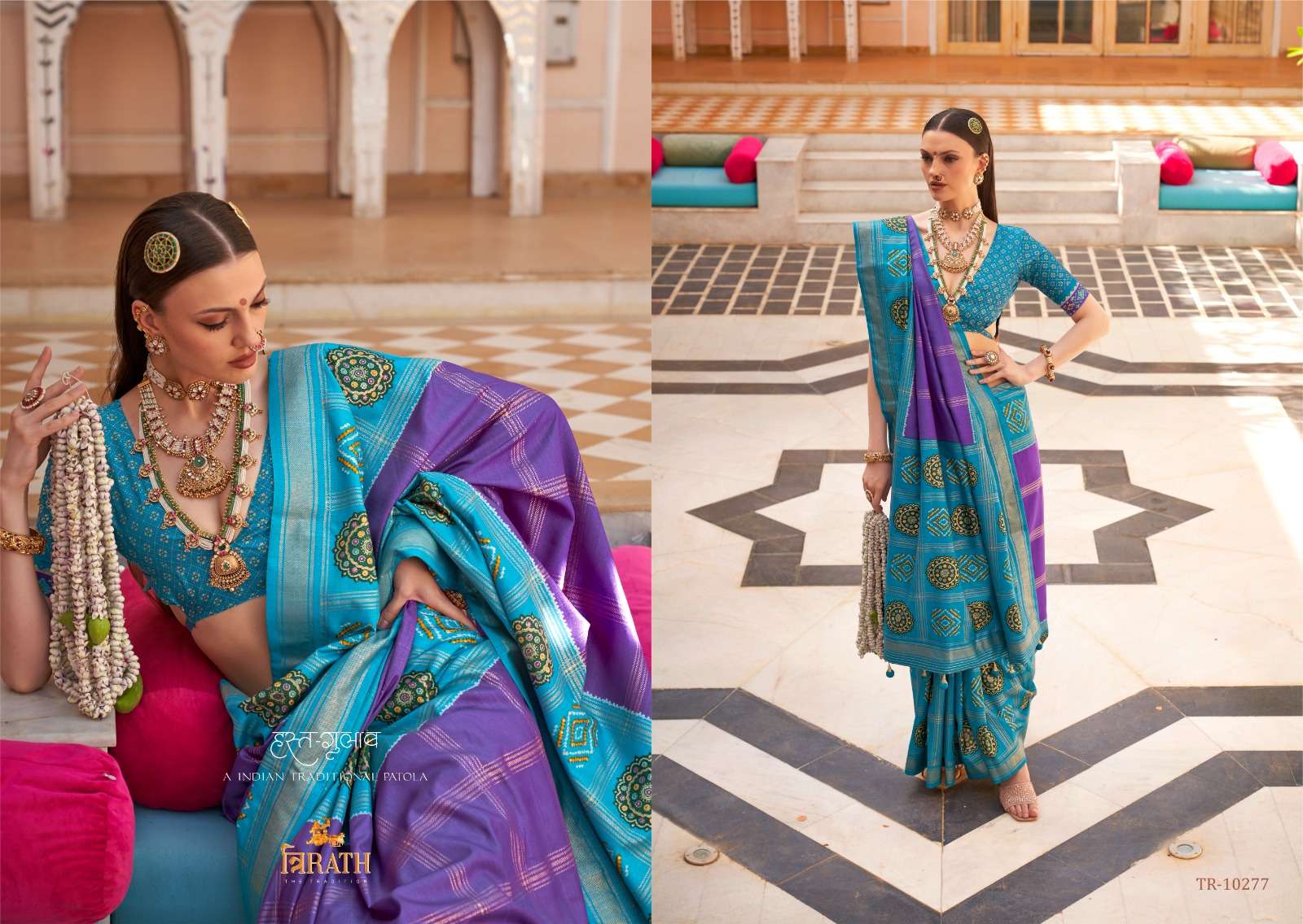 TRIRATH PRESENT GULAB PATOLA DESIGNER WEDDING WEAR SAREES CATALOG WHOLESALER AND EXPORTER IN SURAT  