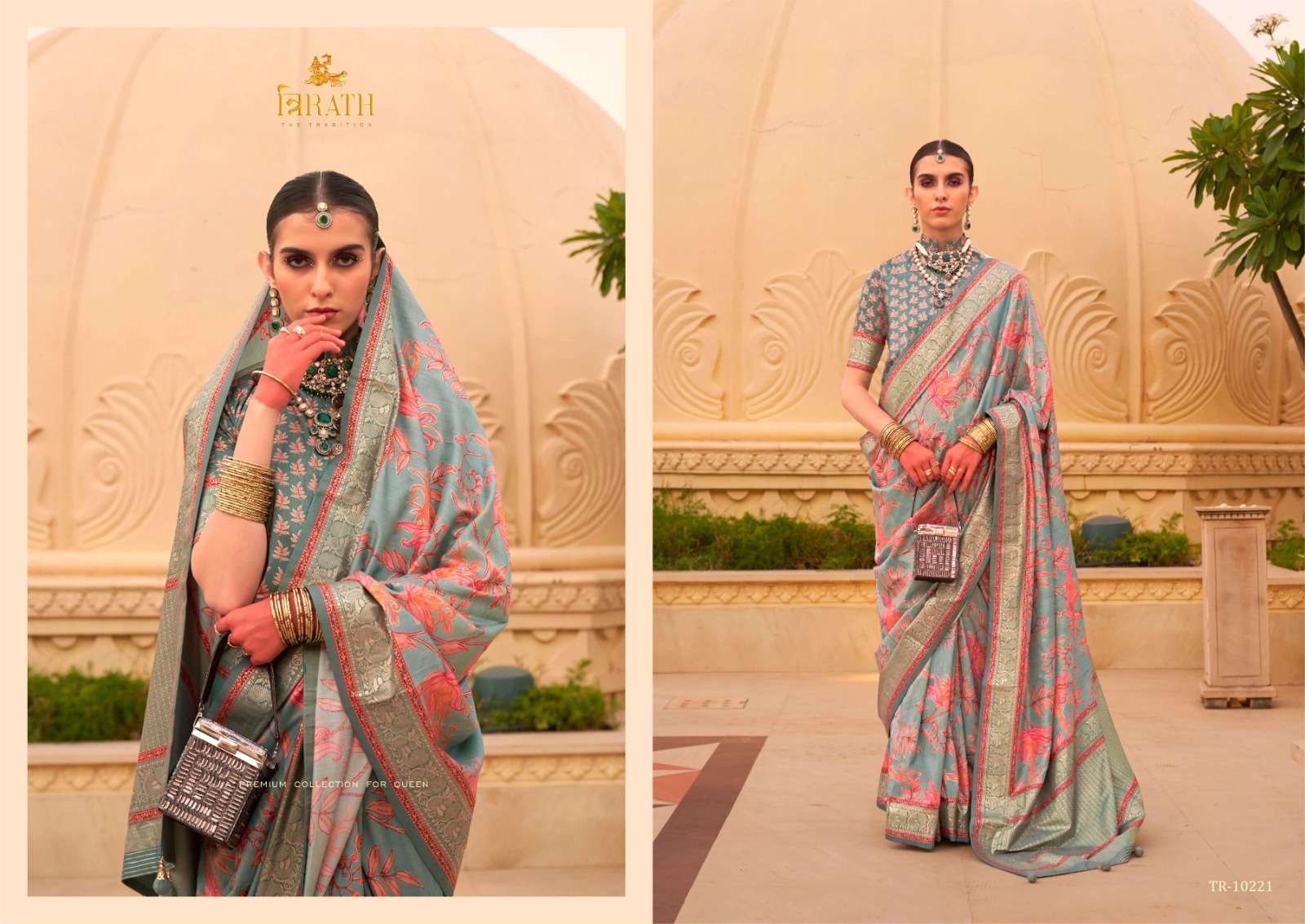 TRIRATH PRESENT SINHASAN FUNCTION WEAR UNIQUE SILK SAREES CATALOG WHOLESALER AND EXPORTER IN SURAT 