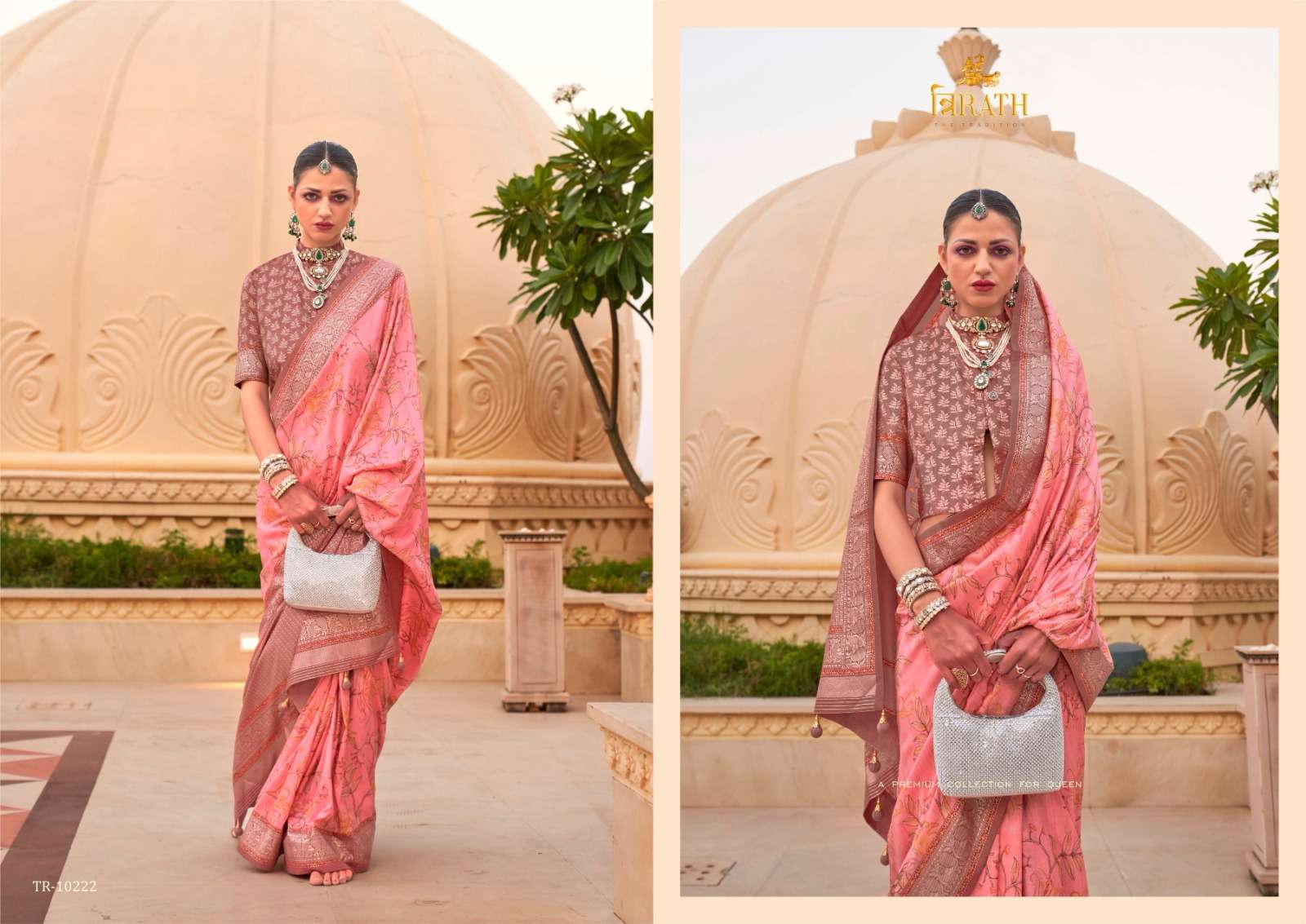 TRIRATH PRESENT SINHASAN FUNCTION WEAR UNIQUE SILK SAREES CATALOG WHOLESALER AND EXPORTER IN SURAT 