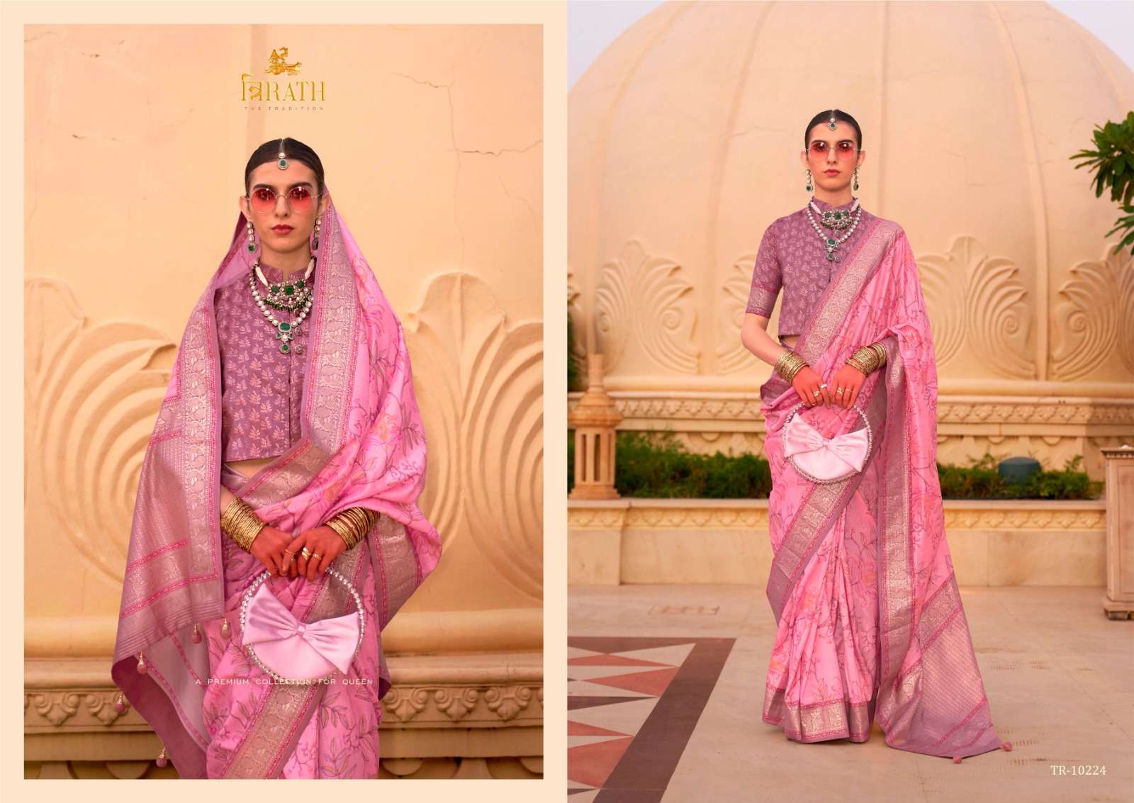 TRIRATH PRESENT SINHASAN FUNCTION WEAR UNIQUE SILK SAREES CATALOG WHOLESALER AND EXPORTER IN SURAT 