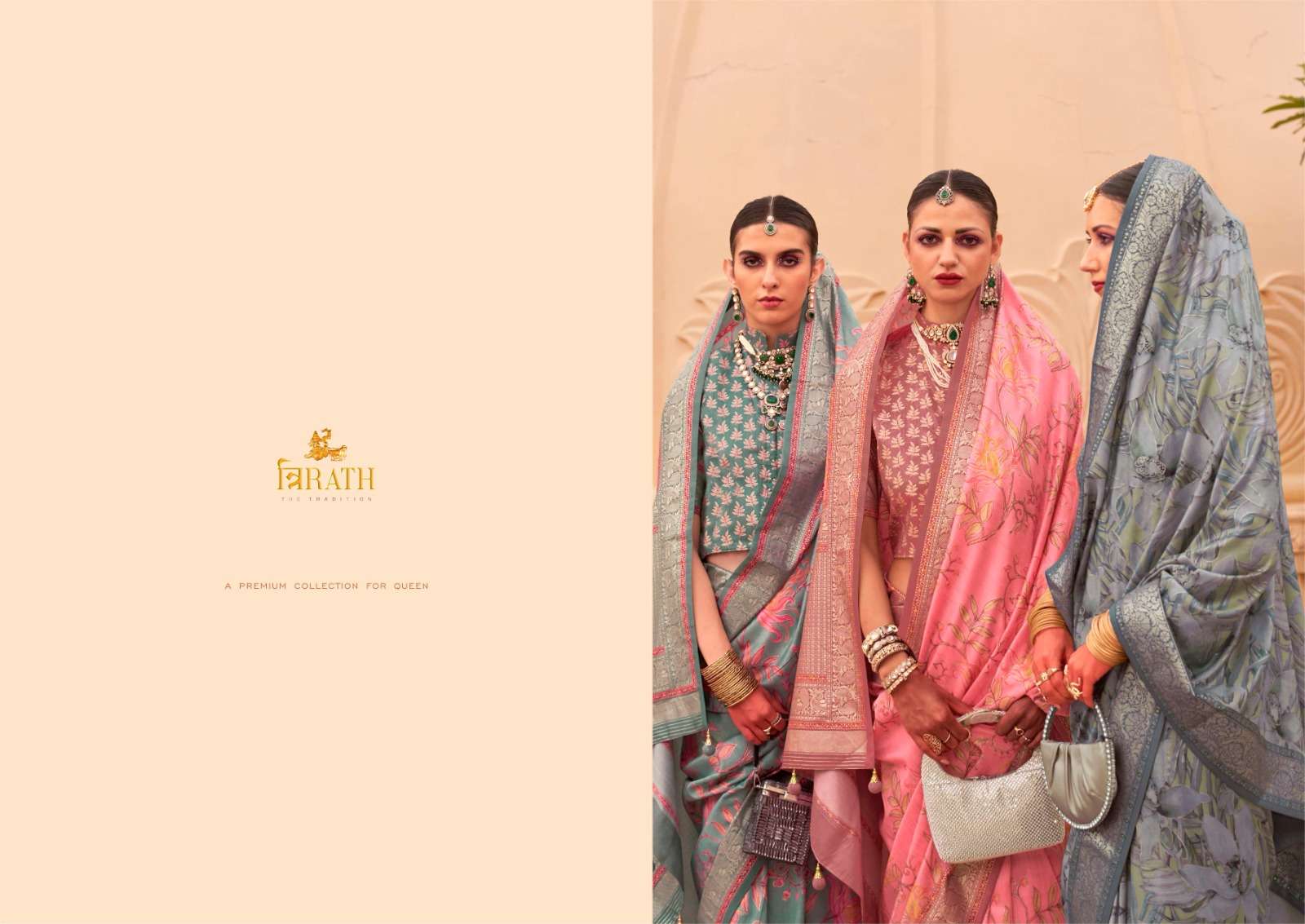 TRIRATH PRESENT SINHASAN FUNCTION WEAR UNIQUE SILK SAREES CATALOG WHOLESALER AND EXPORTER IN SURAT 