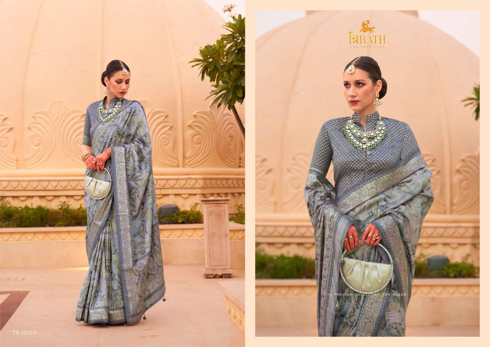 TRIRATH PRESENT SINHASAN FUNCTION WEAR UNIQUE SILK SAREES CATALOG WHOLESALER AND EXPORTER IN SURAT 