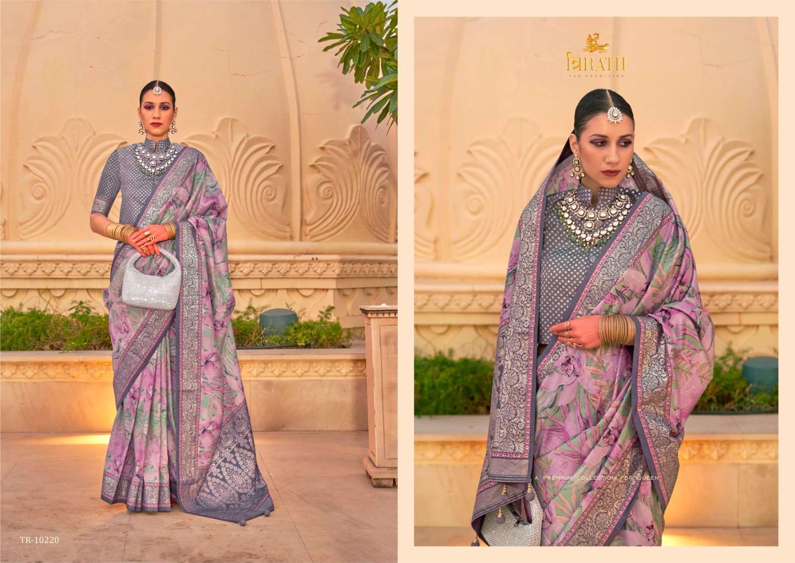 TRIRATH PRESENT SINHASAN FUNCTION WEAR UNIQUE SILK SAREES CATALOG WHOLESALER AND EXPORTER IN SURAT 