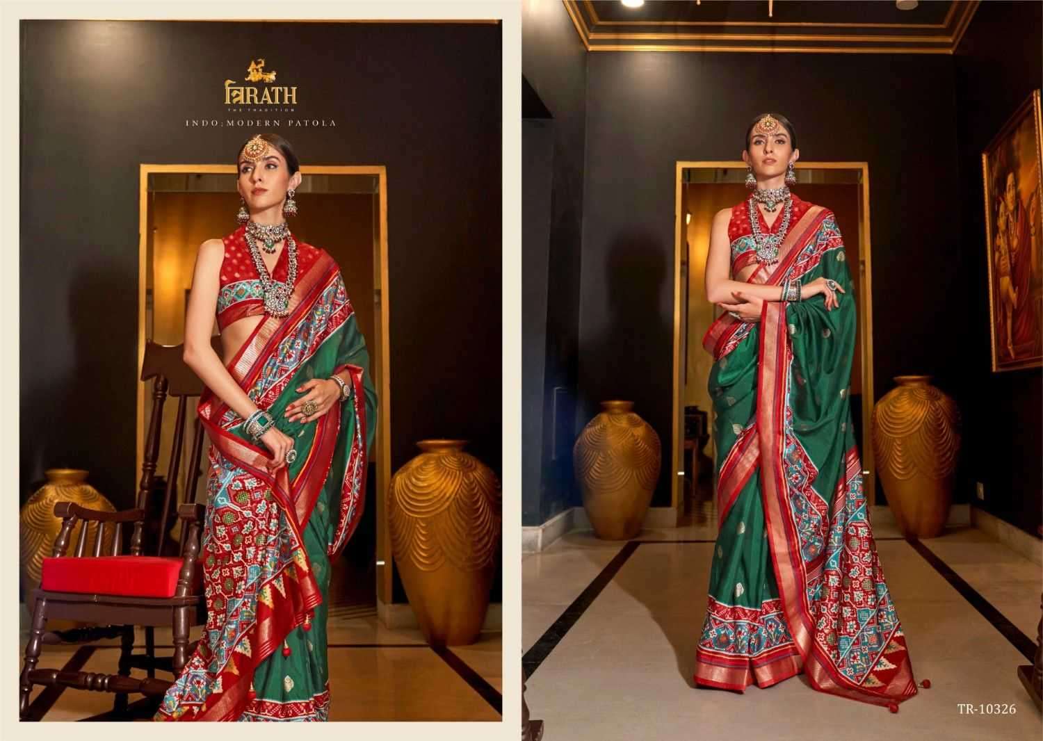 TRIRATH PRESENTS TULSI VAN SILK PARTY WEAR SAREE FOR WOMEN CATALOG WHOLESALER AND EXPORTER 