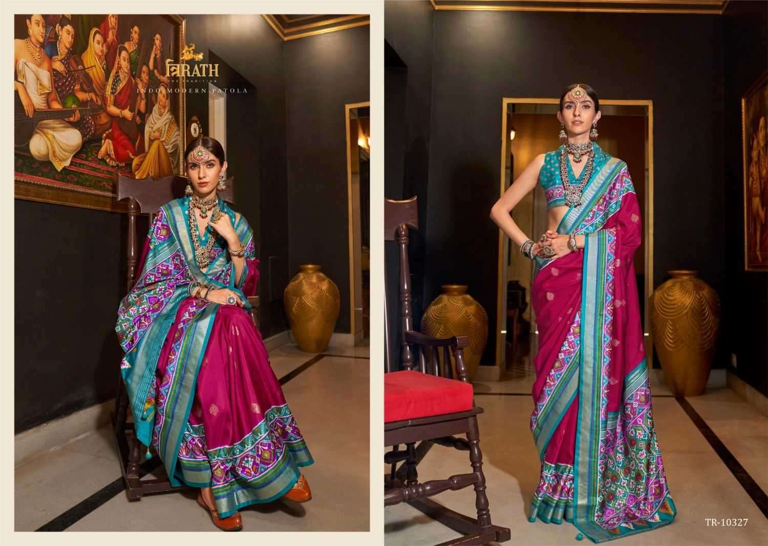TRIRATH PRESENTS TULSI VAN SILK PARTY WEAR SAREE FOR WOMEN CATALOG WHOLESALER AND EXPORTER 