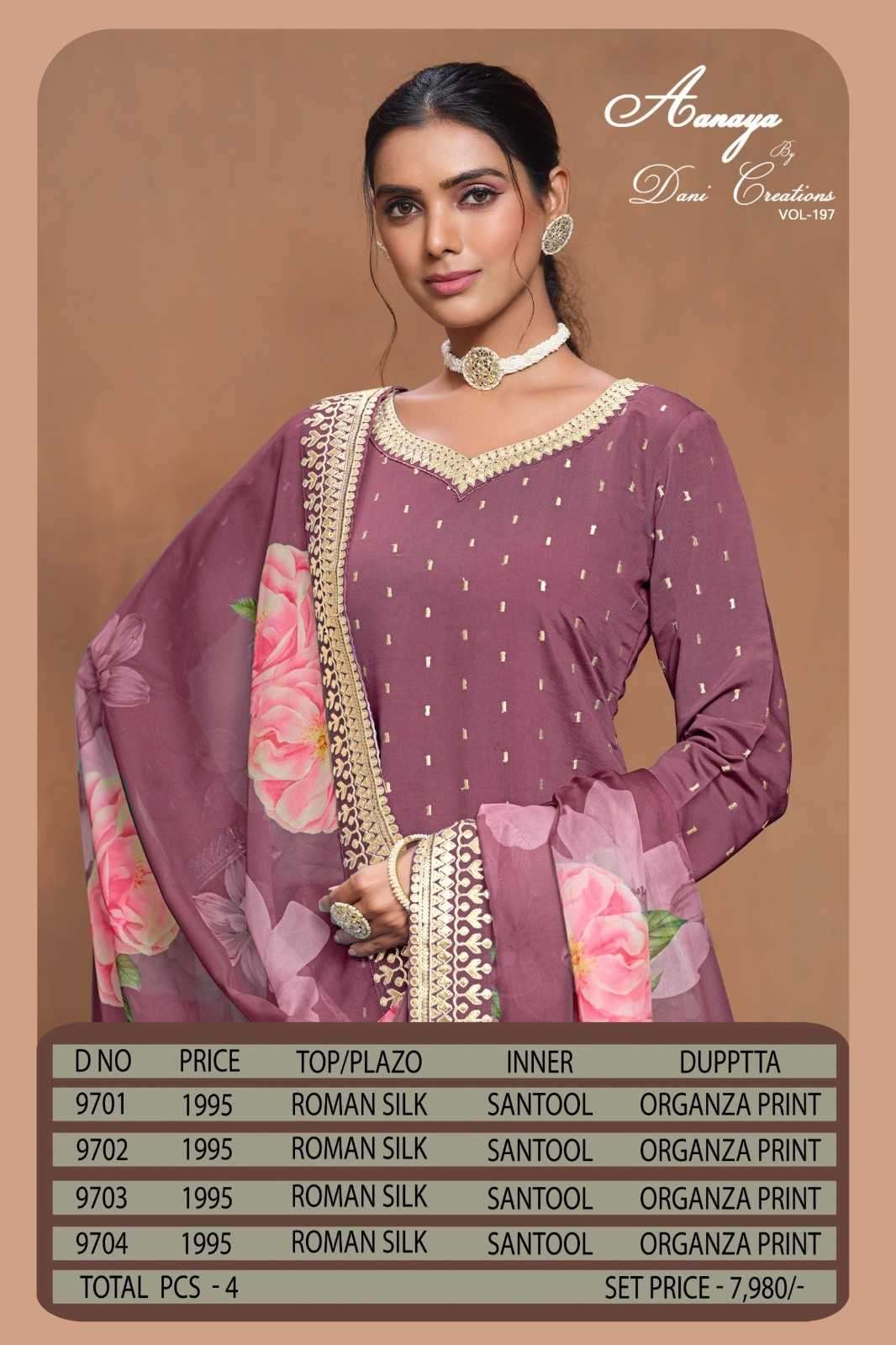 TWISHA PRESENTS ANAYA VOL-197 PRINTED ROMAN SILK LADIES SALWAR SUITS CATALOG WHOLESALER AND EXPORTER IN SURAT