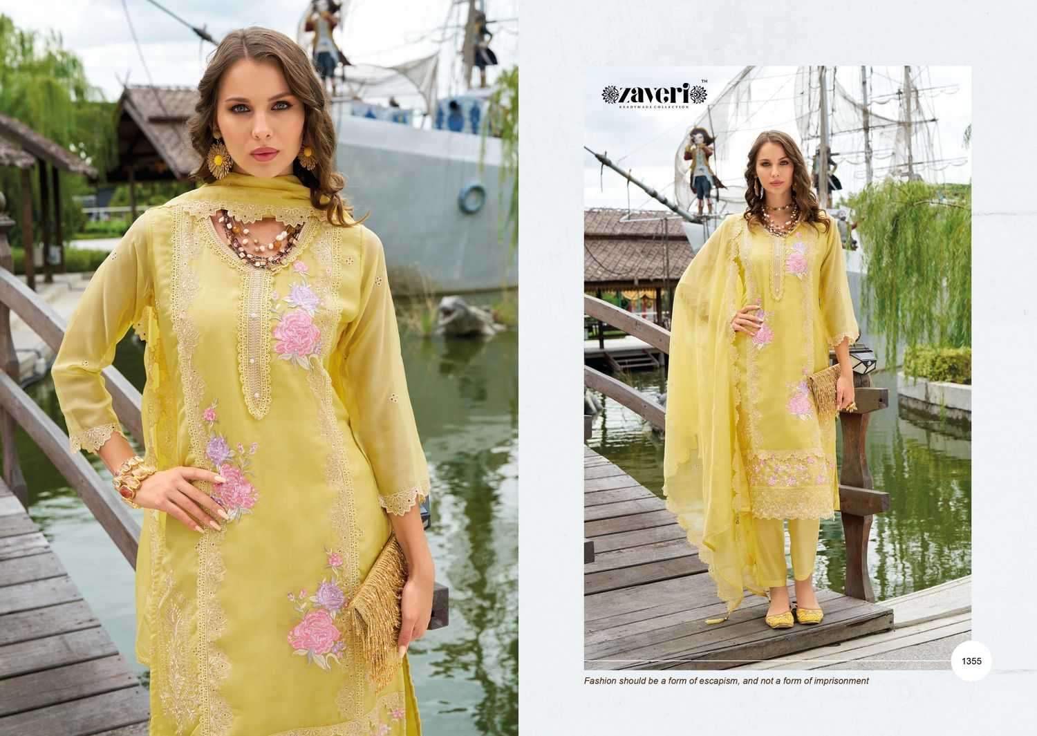 ZAVERI PRESENTS AANCHAL EMBOIDERY & MOTI WORK READYMADE ORGANZA SALWAR SUITS CATALOG WHOLESALER AND EXPORTER IN SURAT
