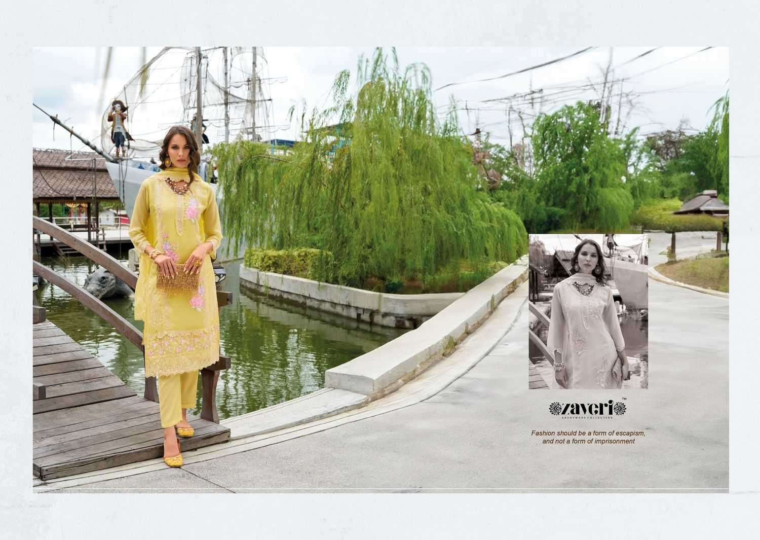 ZAVERI PRESENTS AANCHAL EMBOIDERY & MOTI WORK READYMADE ORGANZA SALWAR SUITS CATALOG WHOLESALER AND EXPORTER IN SURAT