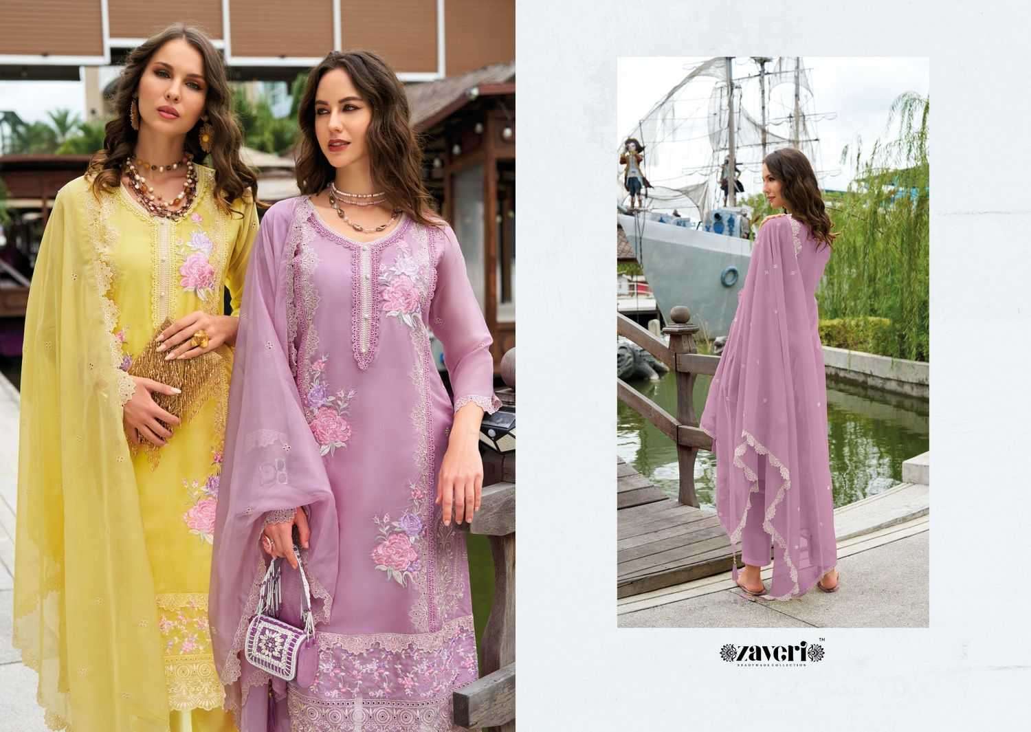 ZAVERI PRESENTS AANCHAL EMBOIDERY & MOTI WORK READYMADE ORGANZA SALWAR SUITS CATALOG WHOLESALER AND EXPORTER IN SURAT