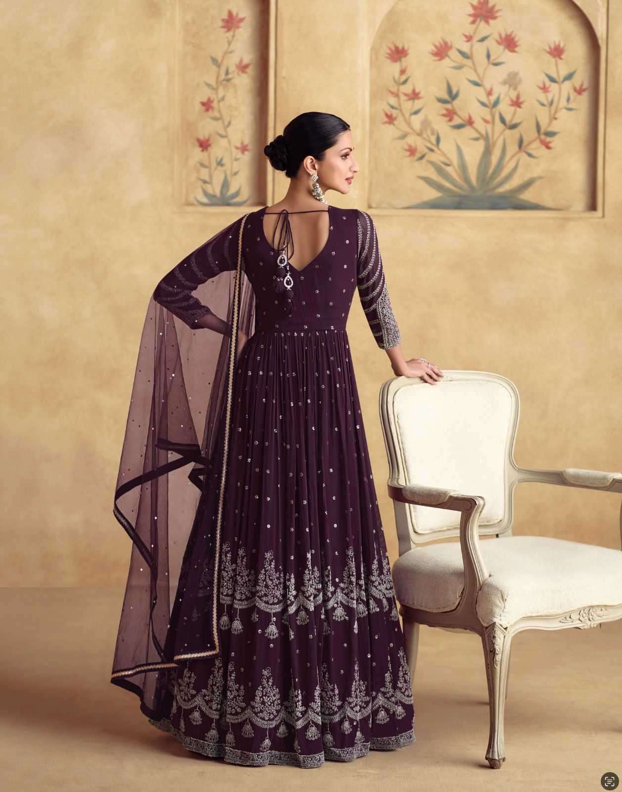 AASHIRWAD CREATION PRESENTS ALFAAZ 10095-10098 CHINNON SILK READYMADE PARTY WEAR SUITS CATALOG WHOLESALER AND EXPORTER IN SURAT