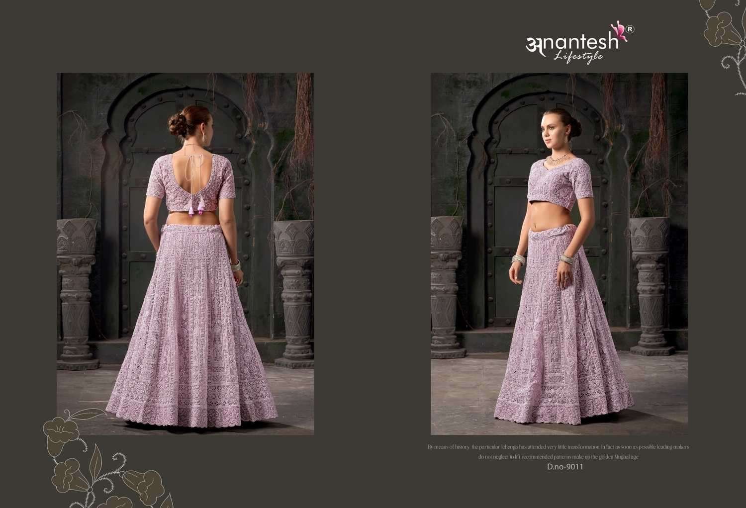 ANANTESH LIFESTYLE PRESENTS BRIDLE COUTURE VOL-3 9011 ZARKANS MIRROR FULL STITCH BRIDAL CHANIYA CHOLI CATALOG WHOLESALER AND EXPORTER IN SURAT