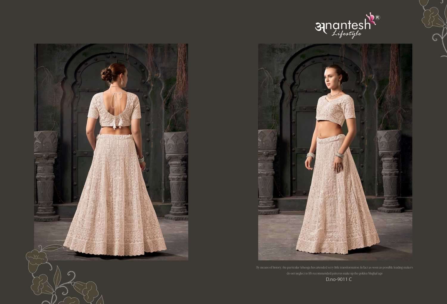 ANANTESH LIFESTYLE PRESENTS BRIDLE COUTURE VOL-3 9011 ZARKANS MIRROR FULL STITCH BRIDAL CHANIYA CHOLI CATALOG WHOLESALER AND EXPORTER IN SURAT
