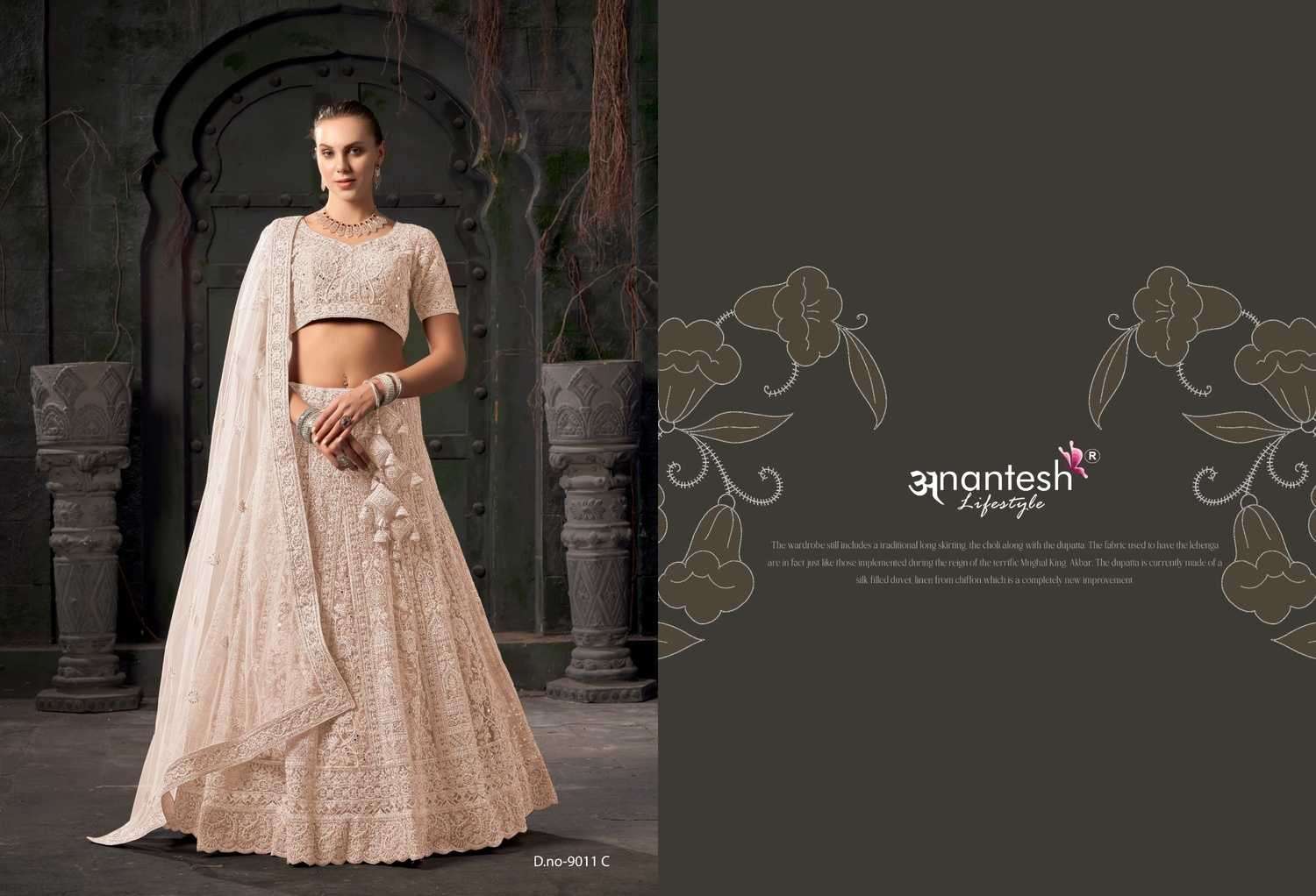ANANTESH LIFESTYLE PRESENTS BRIDLE COUTURE VOL-3 9011 ZARKANS MIRROR FULL STITCH BRIDAL CHANIYA CHOLI CATALOG WHOLESALER AND EXPORTER IN SURAT