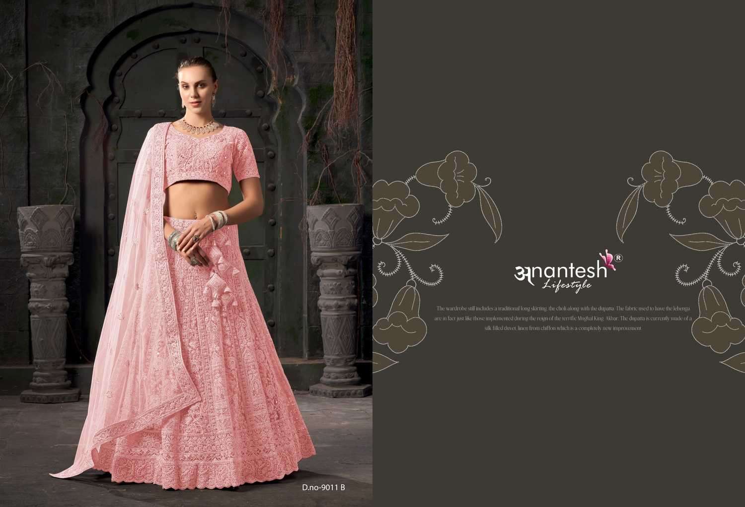 ANANTESH LIFESTYLE PRESENTS BRIDLE COUTURE VOL-3 9011 ZARKANS MIRROR FULL STITCH BRIDAL CHANIYA CHOLI CATALOG WHOLESALER AND EXPORTER IN SURAT