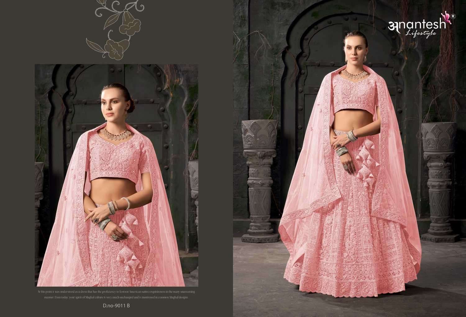 ANANTESH LIFESTYLE PRESENTS BRIDLE COUTURE VOL-3 9011 ZARKANS MIRROR FULL STITCH BRIDAL CHANIYA CHOLI CATALOG WHOLESALER AND EXPORTER IN SURAT