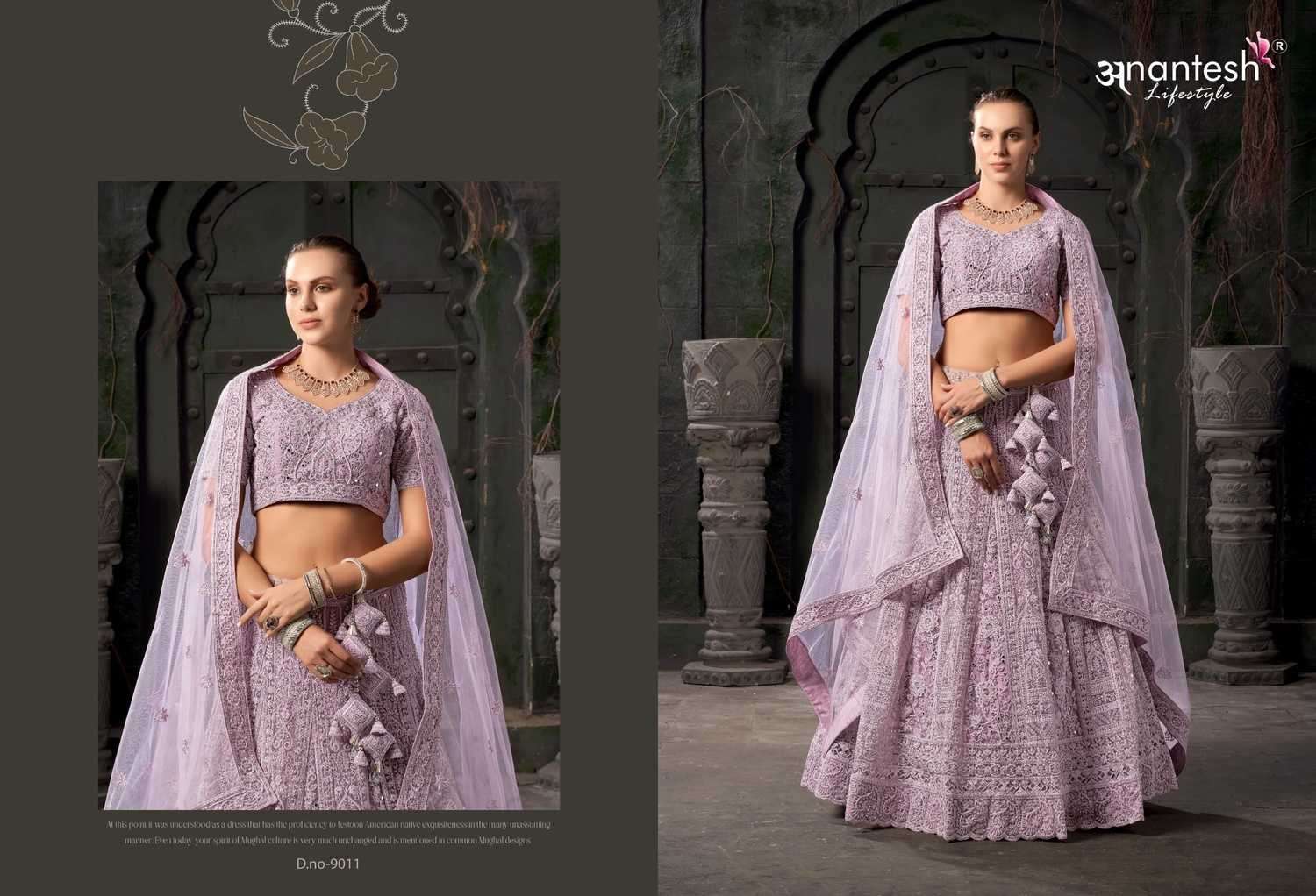 ANANTESH LIFESTYLE PRESENTS BRIDLE COUTURE VOL-3 9011 ZARKANS MIRROR FULL STITCH BRIDAL CHANIYA CHOLI CATALOG WHOLESALER AND EXPORTER IN SURAT