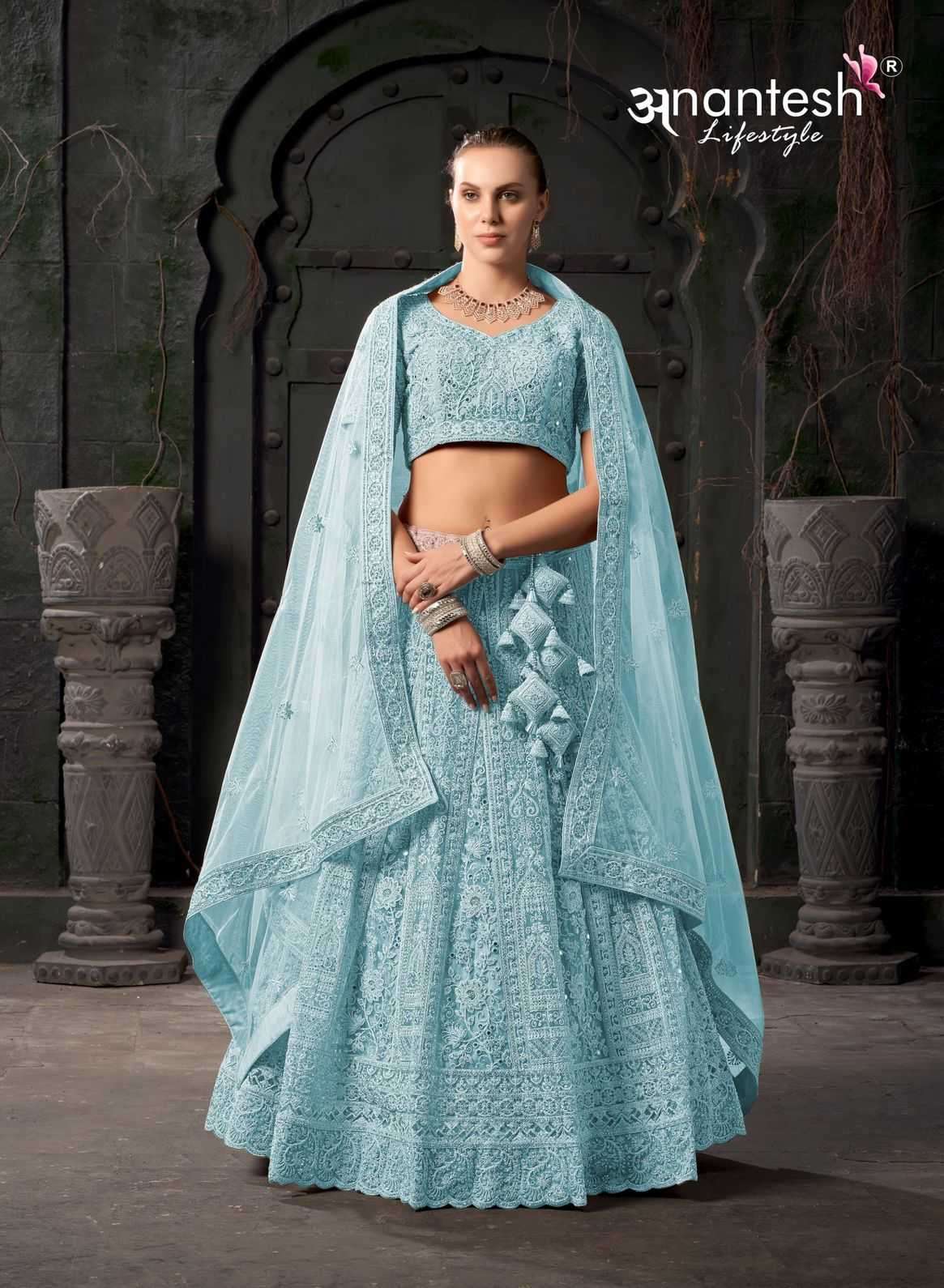 ANANTESH LIFESTYLE PRESENTS BRIDLE COUTURE VOL-3 9011 ZARKANS MIRROR FULL STITCH BRIDAL CHANIYA CHOLI CATALOG WHOLESALER AND EXPORTER IN SURAT