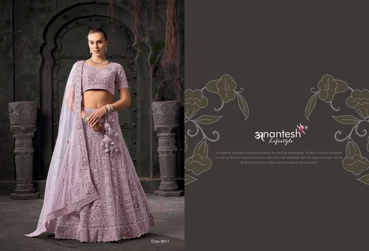 ANANTESH LIFESTYLE PRESENTS BRIDLE COUTURE VOL-3 9011 ZARKANS MIRROR FULL STITCH BRIDAL CHANIYA CHOLI CATALOG WHOLESALER AND EXPORTER IN SURAT