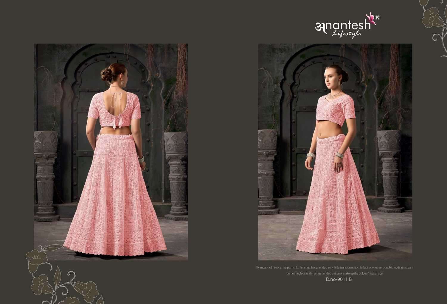 ANANTESH LIFESTYLE PRESENTS BRIDLE COUTURE VOL-3 9011 ZARKANS MIRROR FULL STITCH BRIDAL CHANIYA CHOLI CATALOG WHOLESALER AND EXPORTER IN SURAT
