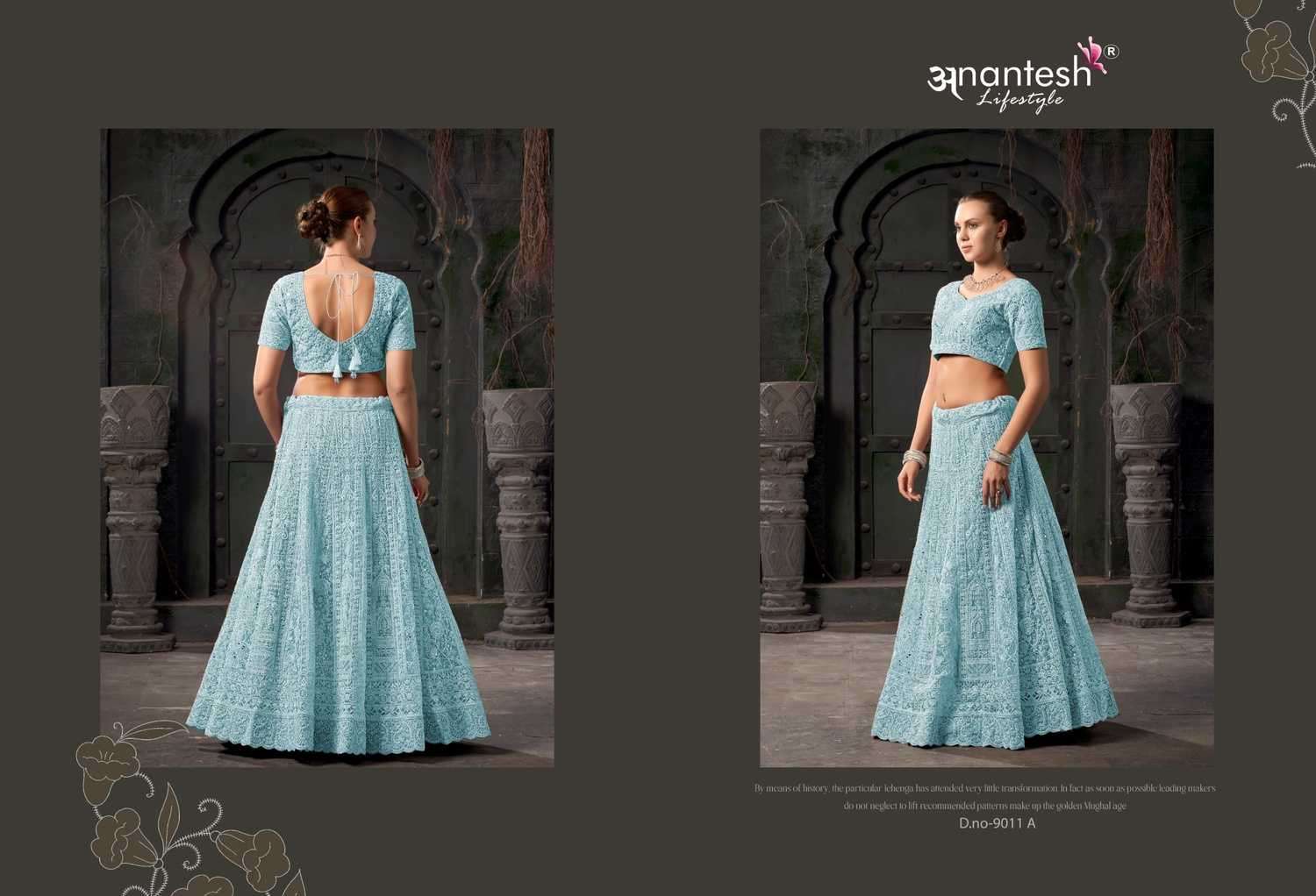 ANANTESH LIFESTYLE PRESENTS BRIDLE COUTURE VOL-3 9011 ZARKANS MIRROR FULL STITCH BRIDAL CHANIYA CHOLI CATALOG WHOLESALER AND EXPORTER IN SURAT