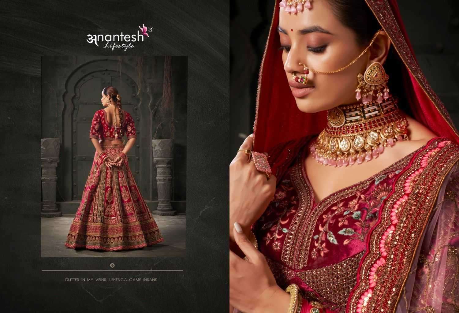 ANANTESH LIFESTYLE PRESENTS WEDDING BRIDE VOL-1 LYCRA VELVET ENGAGEMENT LEHENGA FOR BRIDE CATALOG WHOLESALER AND EXPORTER IN SURAT
