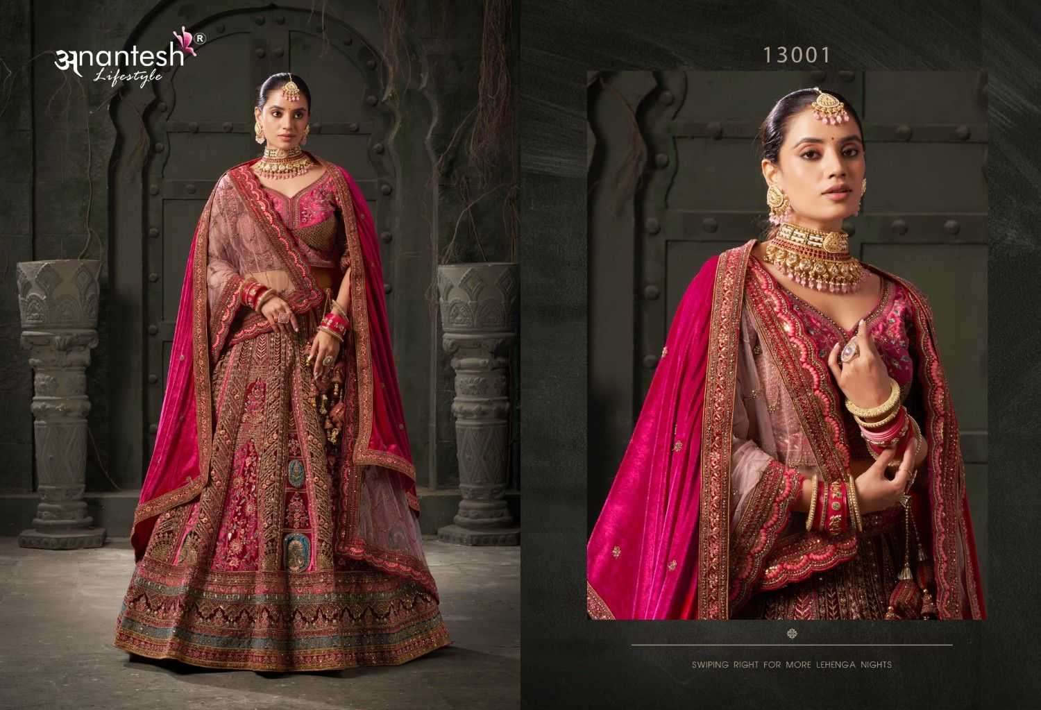ANANTESH LIFESTYLE PRESENTS WEDDING BRIDE VOL-1 LYCRA VELVET ENGAGEMENT LEHENGA FOR BRIDE CATALOG WHOLESALER AND EXPORTER IN SURAT