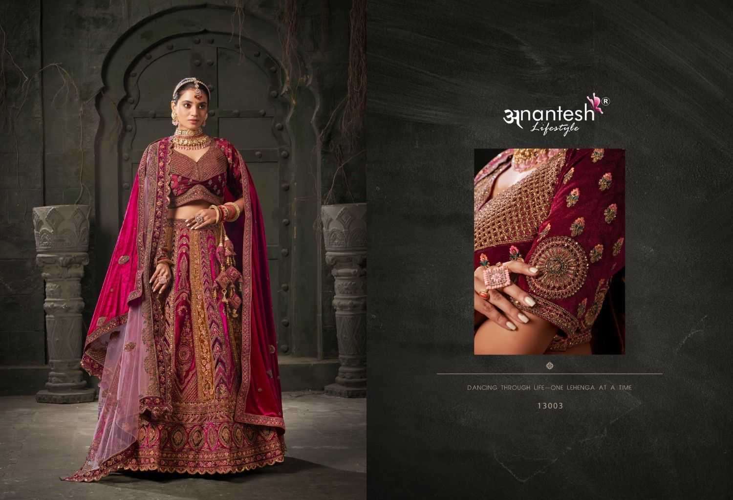 ANANTESH LIFESTYLE PRESENTS WEDDING BRIDE VOL-1 LYCRA VELVET ENGAGEMENT LEHENGA FOR BRIDE CATALOG WHOLESALER AND EXPORTER IN SURAT