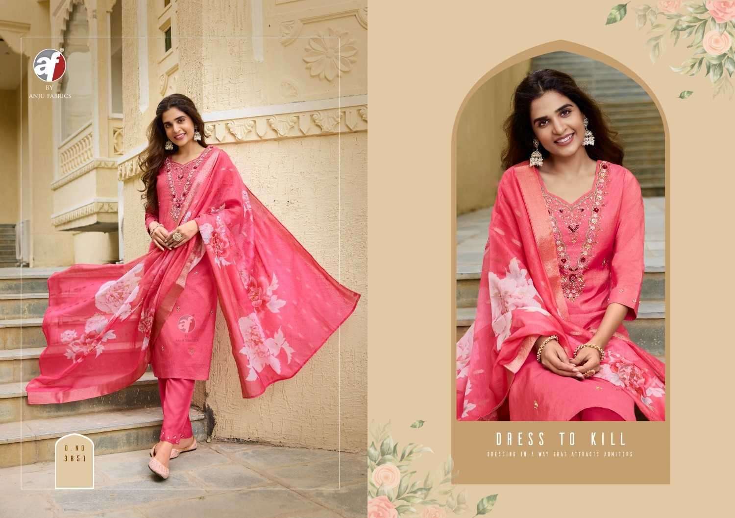 ANJU FAB ORESENTS MAYRA VOL-5 BLENDED SHIMMER HANDWORK READYMADE CLASSIC 3PCS DRESS CATALOG WHOLESALER AND EXPORTER 