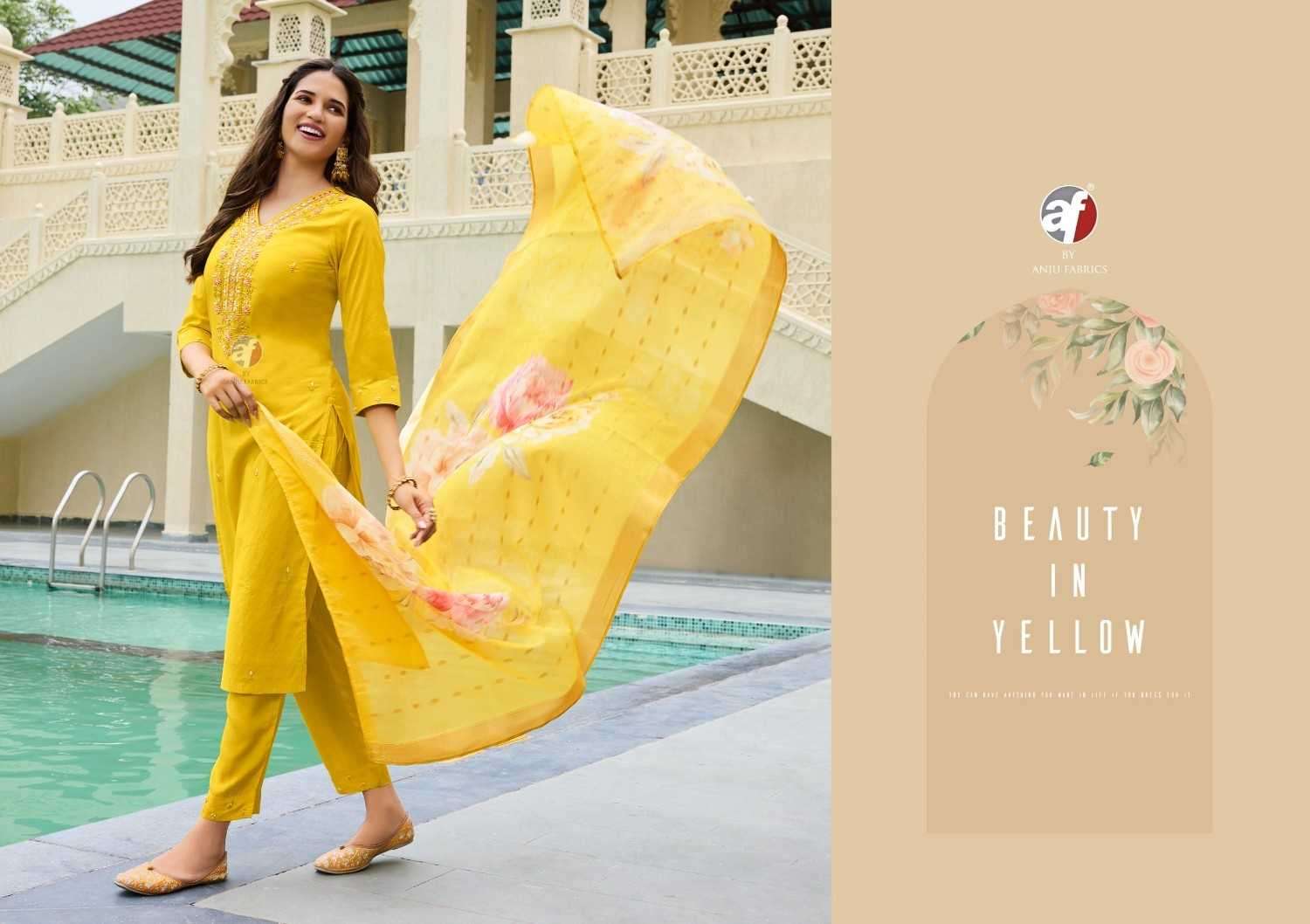 ANJU FAB ORESENTS MAYRA VOL-5 BLENDED SHIMMER HANDWORK READYMADE CLASSIC 3PCS DRESS CATALOG WHOLESALER AND EXPORTER 