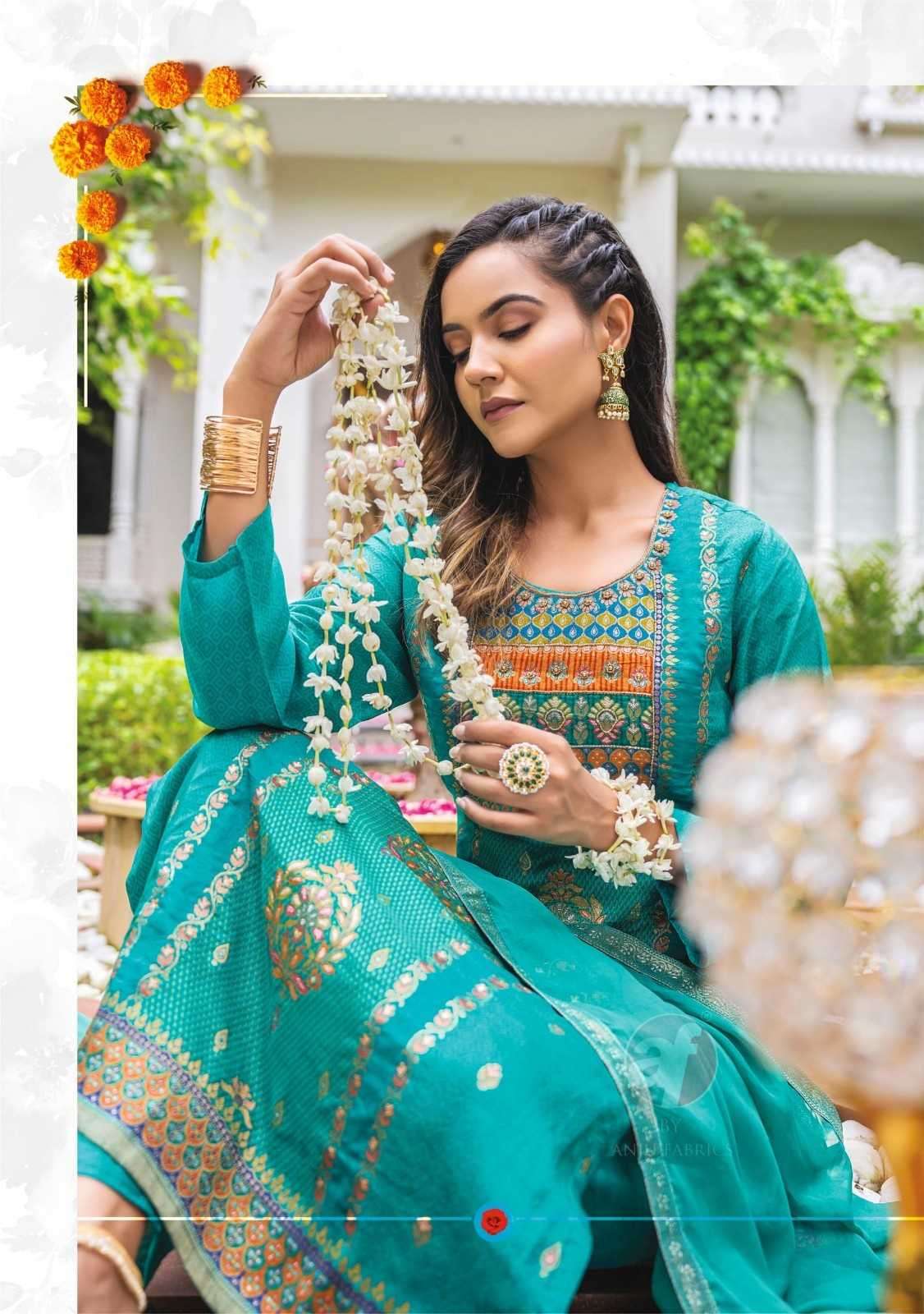 ANJU FAB PRESENTS FIZA VOL-2 READYMADE DOLA JACQUARD HAND WORK PARTY WEAR KURTIS CATALOG WHOLESALER AND EXPORTER IN SURAT