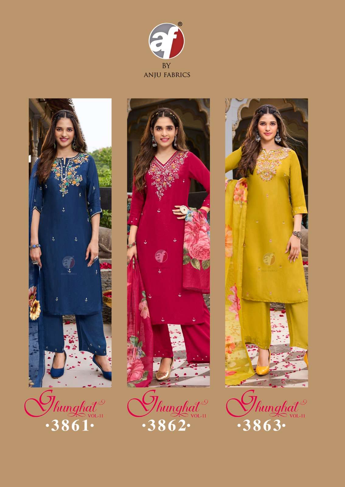 ANJU FAB PRESENTS GHUNGHAT VOL-11 FESTIVE WEAR READYMADE TRADITIONAL KURTIS CATALOG WHOLESALER AND EXPORTER IN SURAT