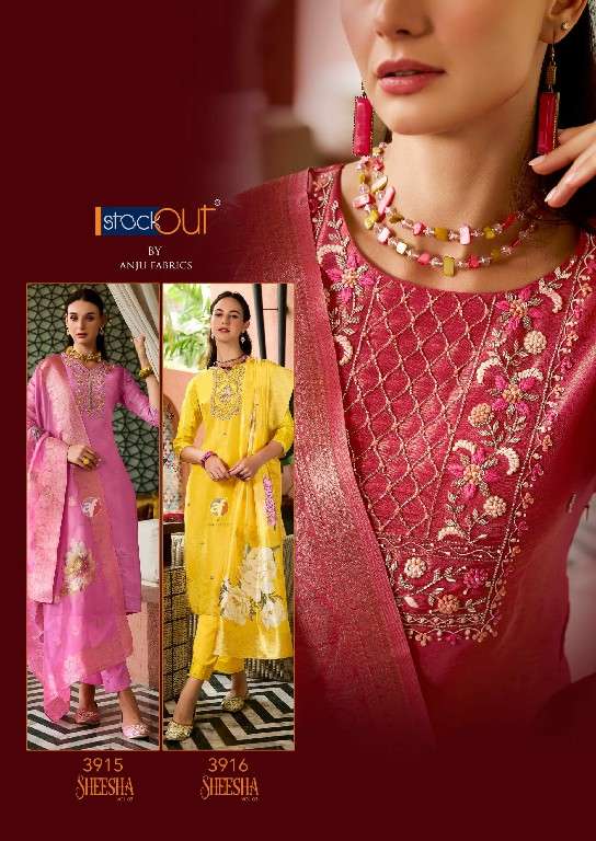 ANJU FAB PRESENTS SHEESHA VOL-3 TISSUE SHIMMER FULL STITCH BIG SIZE PARTY WEAR 3PCS DRESS CATALOG WHOLESALER AND EXPORTER 