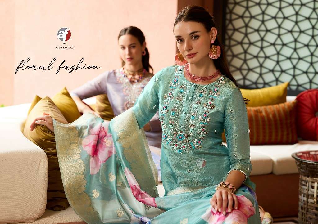ANJU FAB PRESENTS SHEESHA VOL-3 TISSUE SHIMMER FULL STITCH BIG SIZE PARTY WEAR 3PCS DRESS CATALOG WHOLESALER AND EXPORTER 