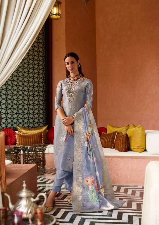 ANJU FAB PRESENTS SHEESHA VOL-3 TISSUE SHIMMER FULL STITCH BIG SIZE PARTY WEAR 3PCS DRESS CATALOG WHOLESALER AND EXPORTER 