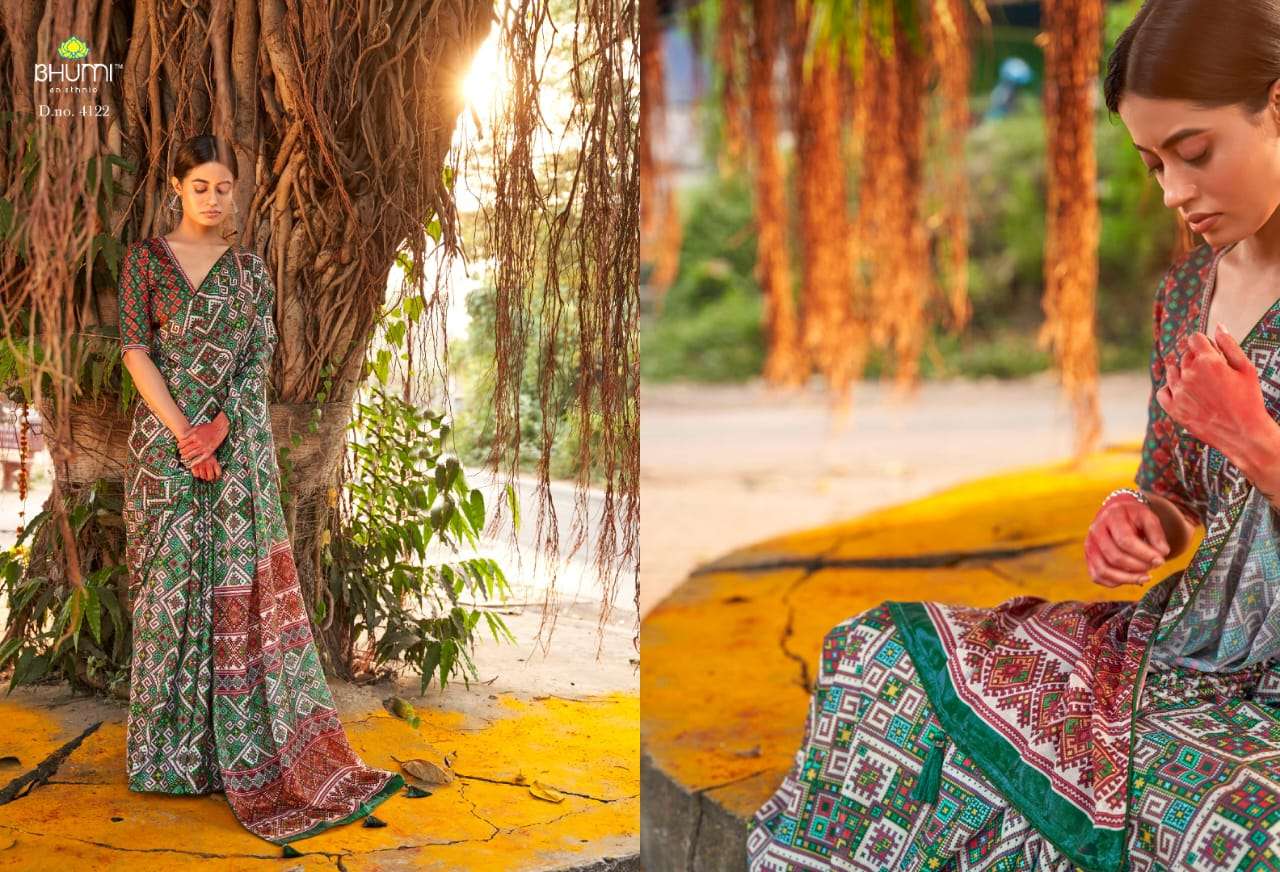 BHUMI PRESENTS ZEEVA VOL-3 FANCY CHINON PATOLA SAREES CATALOG WHOLESALER AND EXPORTER IN SURAT